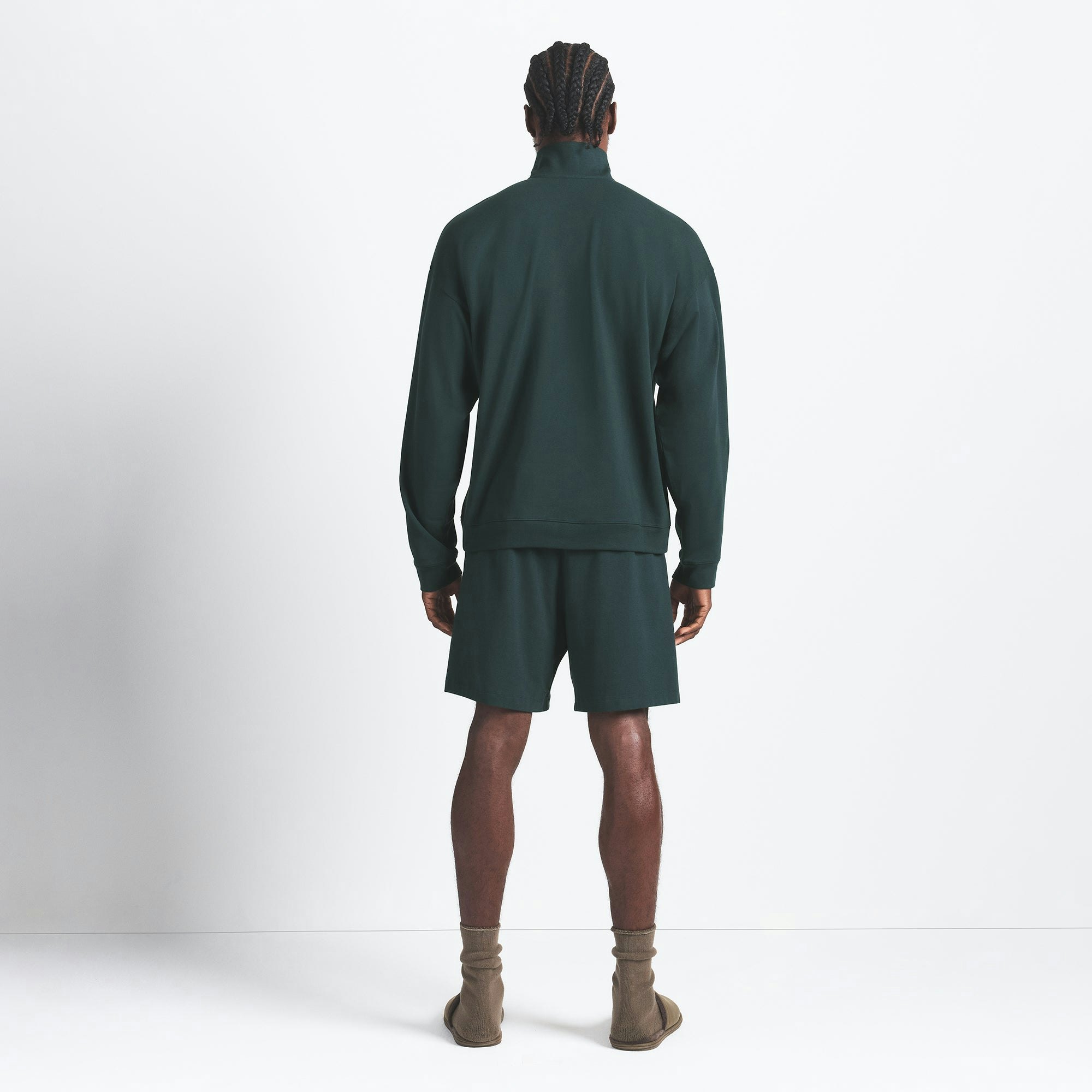 JERSEY LOUNGE MENS RELAXED QUARTER ZIP PULLOVER | TINT ON A MODEL BACK VIEW @ | FOCUS: 0.0, 1.0, 0.9