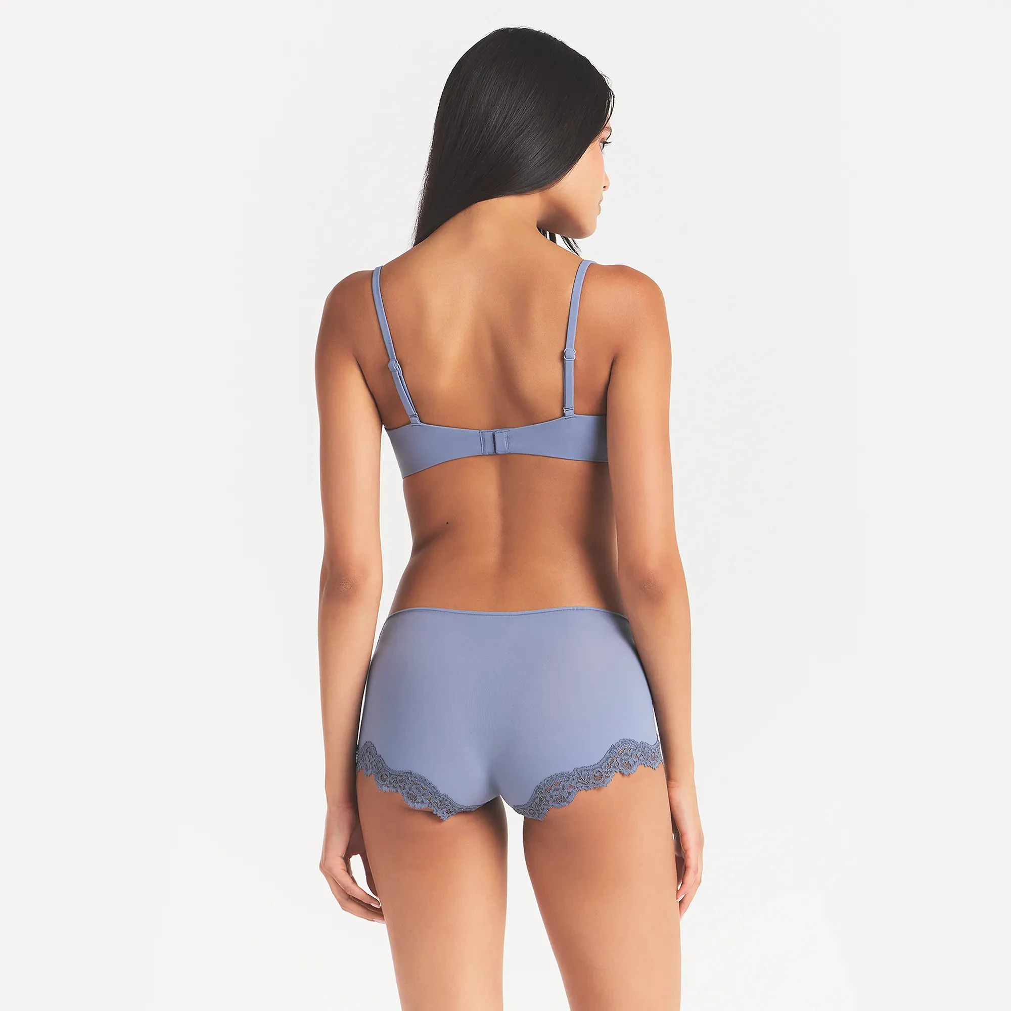 FITS EVERYBODY LACE BOY SHORT | SLATE TONAL & LAYS FLAT ON A WHITE BACKGROUND | FLT@ | FOCUS: 0.0, 1.0, 0.9