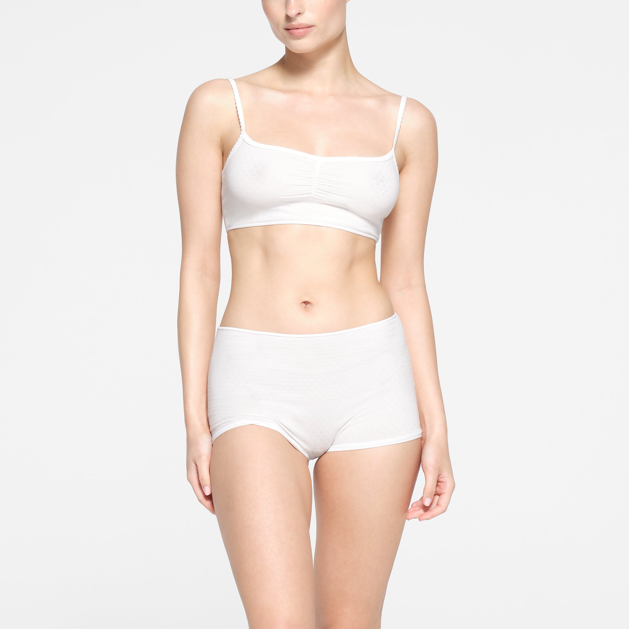 MICRO POINTELLE BOY SHORT | MARBLE ON A MODEL FRONT VIEW