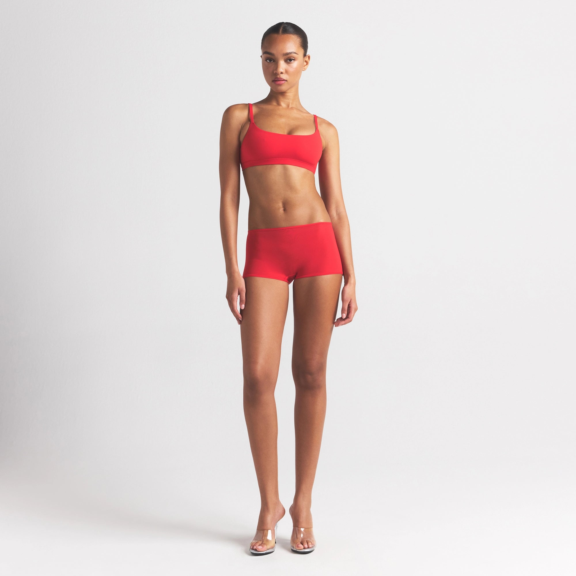 FITS EVERYBODY BOY SHORT | CHERRY ON A MODEL FRONT VIEW @ | FOCUS: 0.0, 1.0, 0.9