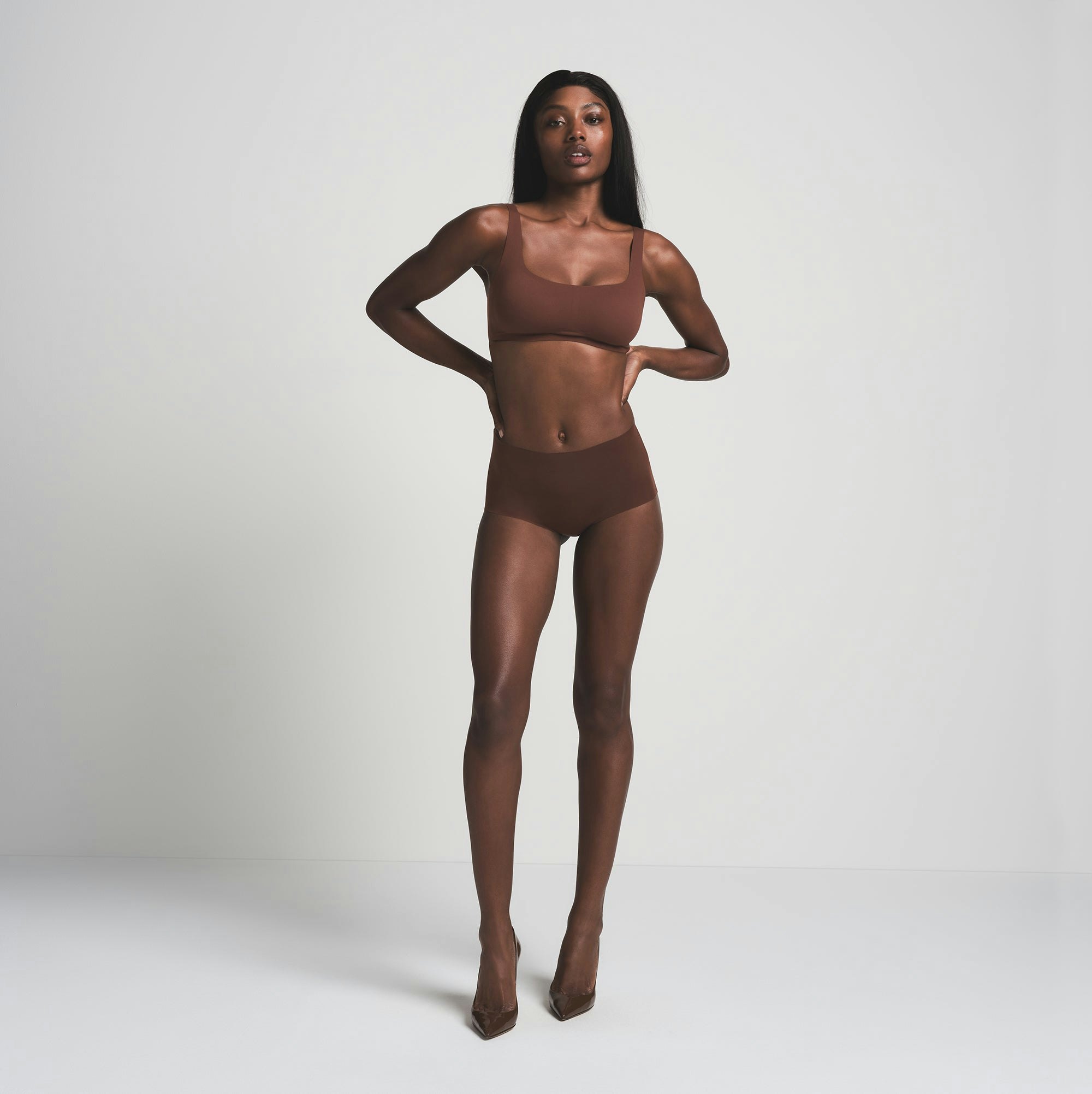 NAKED BOY SHORT | COCOA ON A MODEL FRONT VIEW | FOCUS: 0.0, 1.0, 0.9