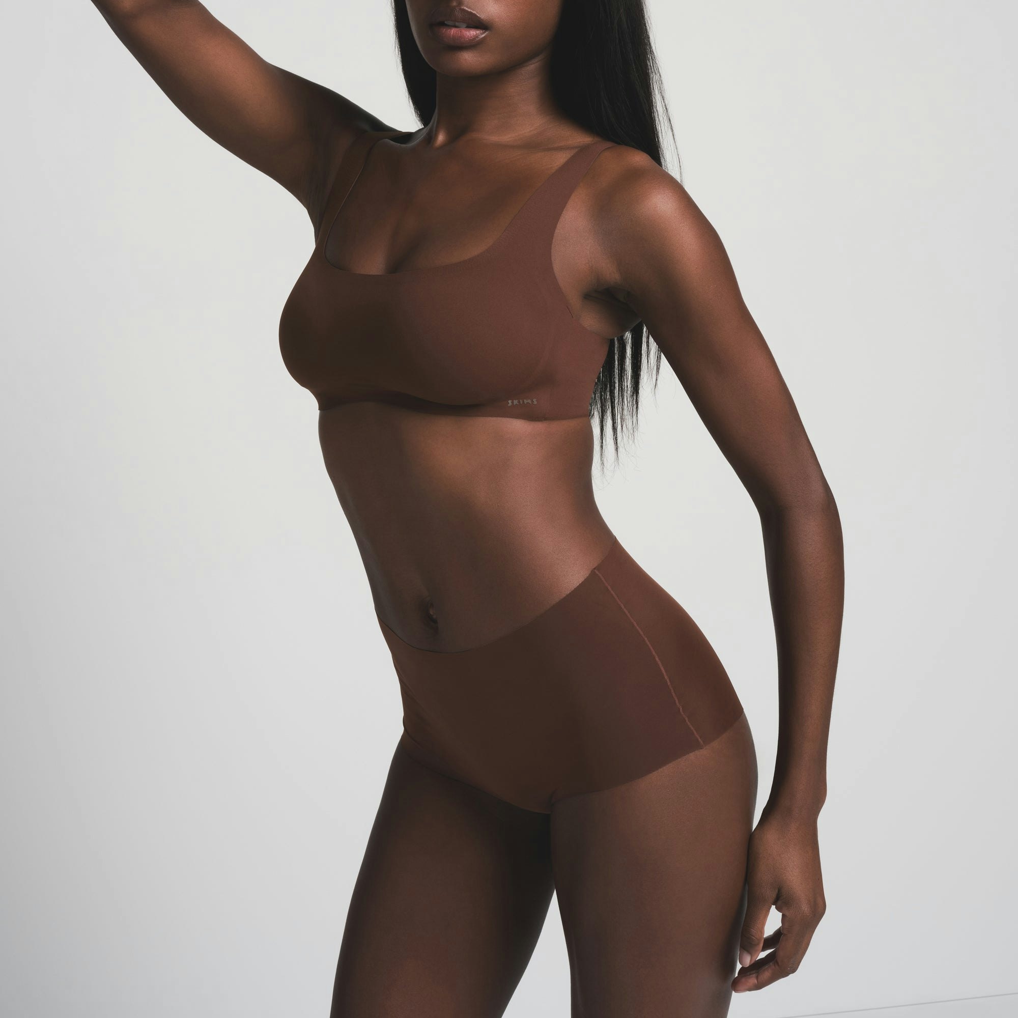 NAKED BOY SHORT | COCOA ON A MODEL FRONT VIEW