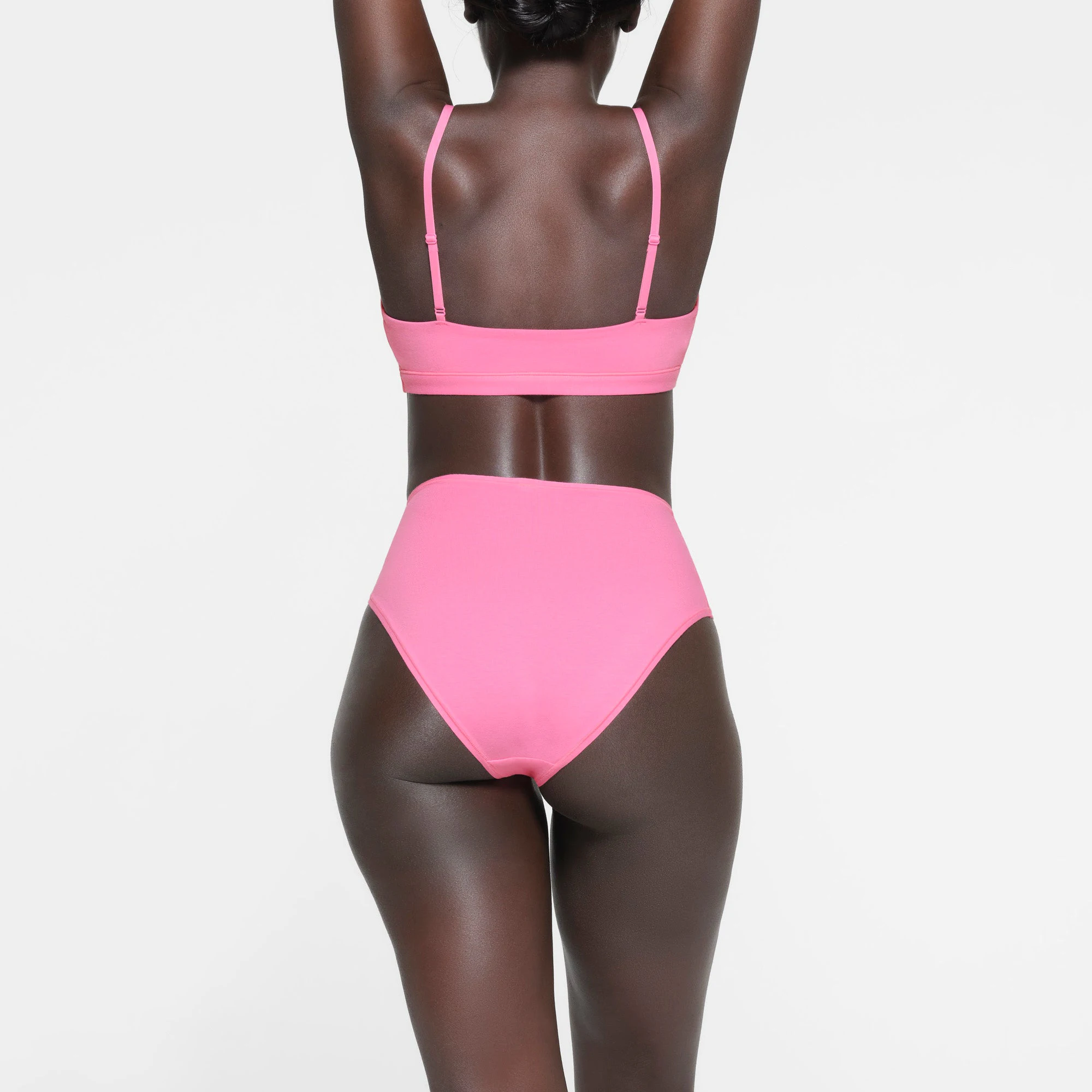 COTTON JERSEY FULL BRIEF | SUGAR PINK ON A MODEL BACK VIEW