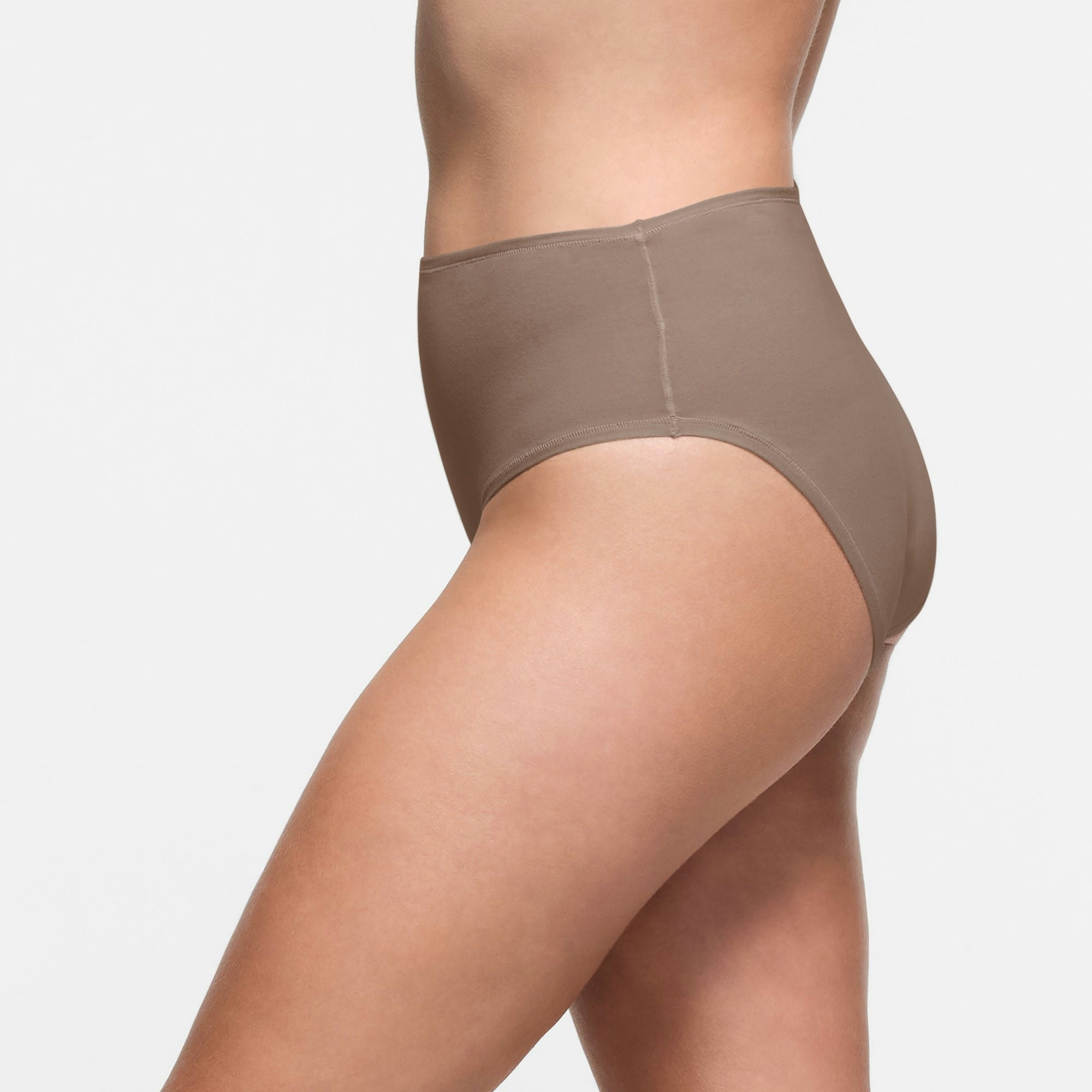 COTTON JERSEY FULL BRIEF | TRUFFLE ON A MODEL SIDE VIEW
