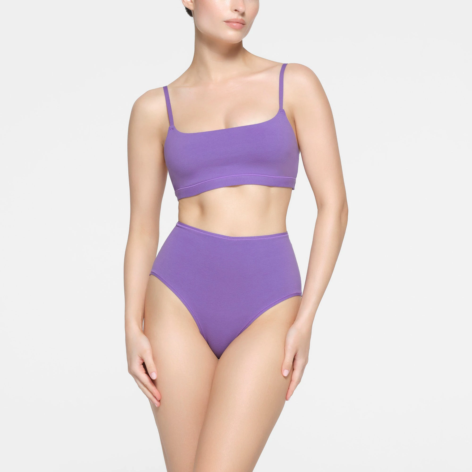 COTTON JERSEY FULL BRIEF | ULTRA VIOLET ON A MODEL FRONT VIEW