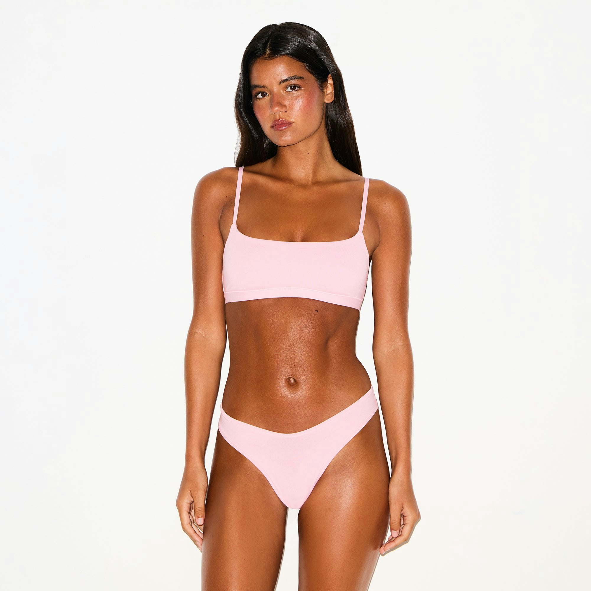 COTTON JERSEY DIPPED THONG | HALITE ON A MODEL FRONT VIEW @ | FOCUS: 0.0, 1.0, 0.9