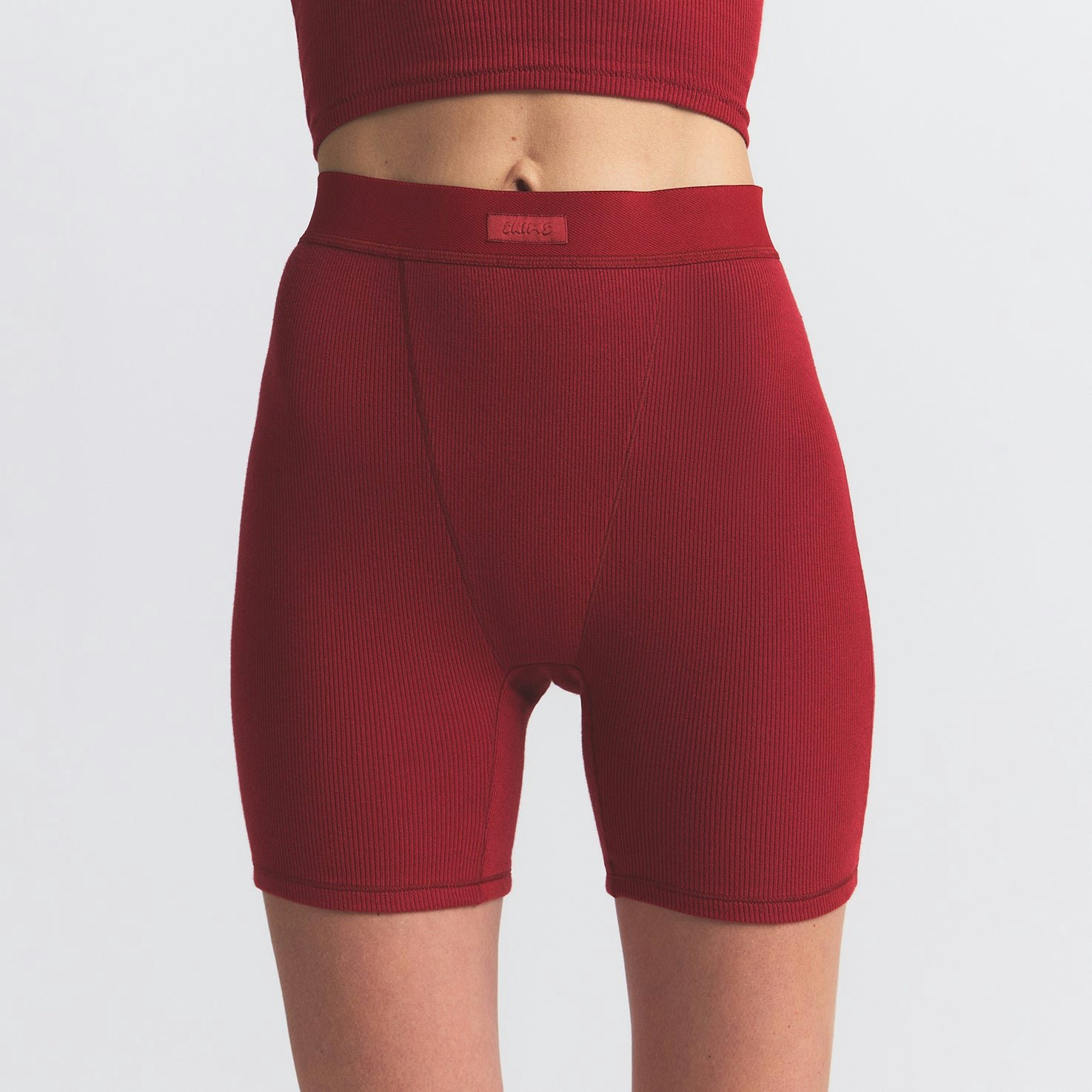 COTTON RIB BOXER | BRICK ON A MODEL FRONT VIEW @ | FOCUS: 0.0, 1.0, 0.9