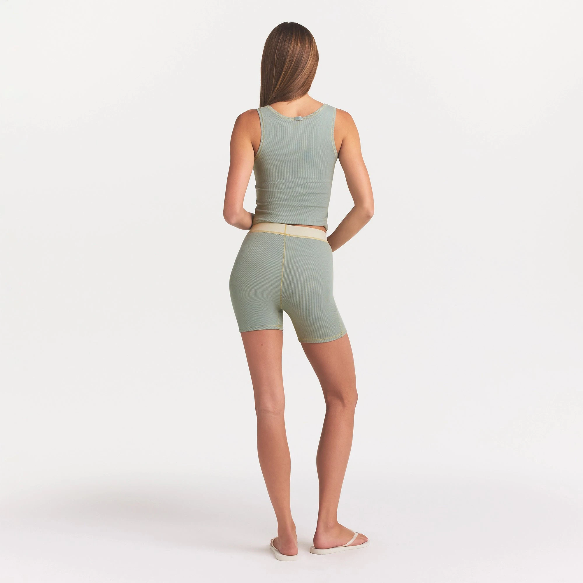 COTTON RIB BOXER | MINERAL ON A MODEL BACK VIEW