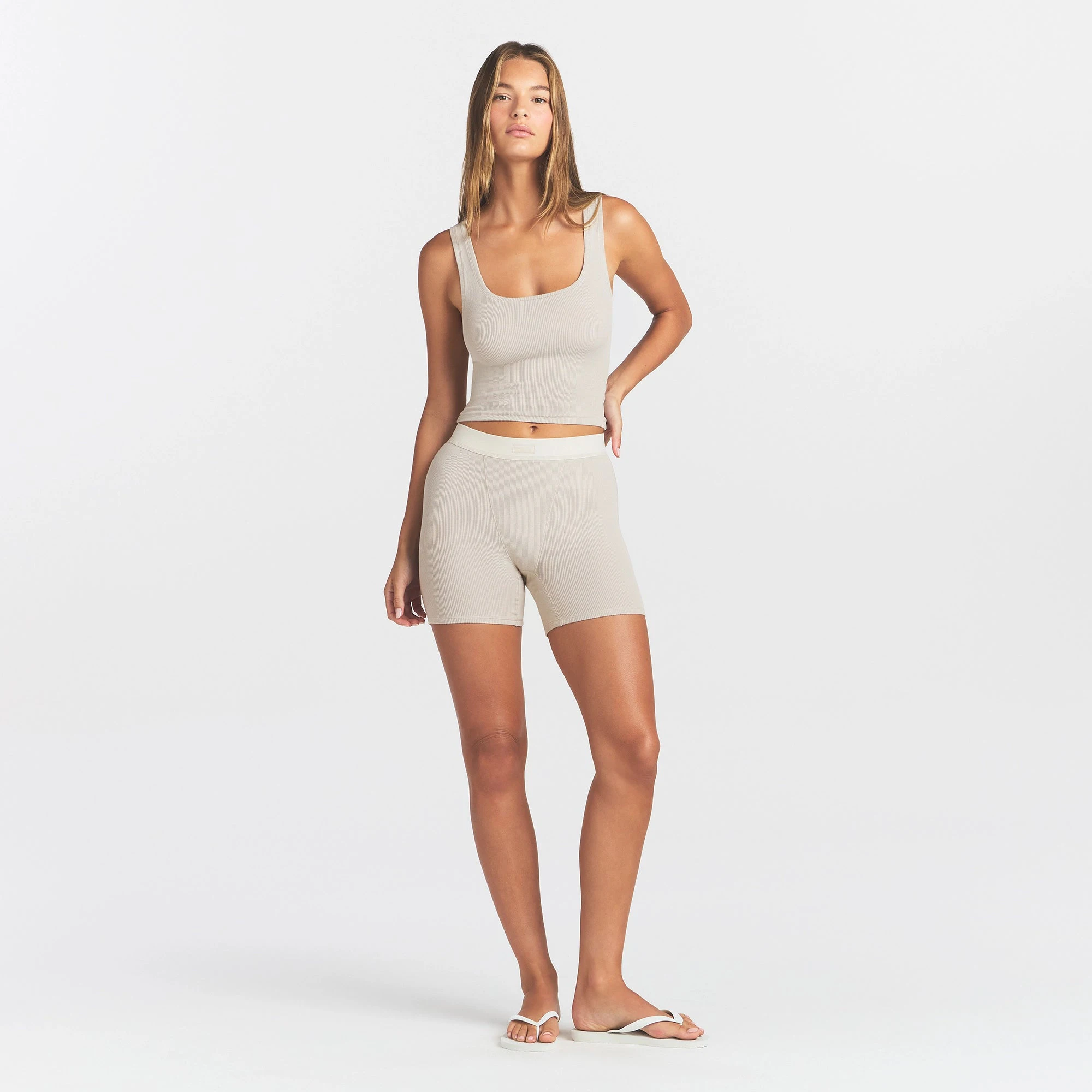Skims Set Ribbed COTTON RIB BOXER | STONE | SKIMS