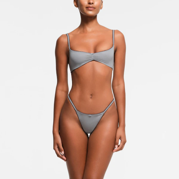 FITS EVERYBODY PICOT TRIM STRING THONG | PACIFIC CONTRAST ON A MODEL FRONT VIEW