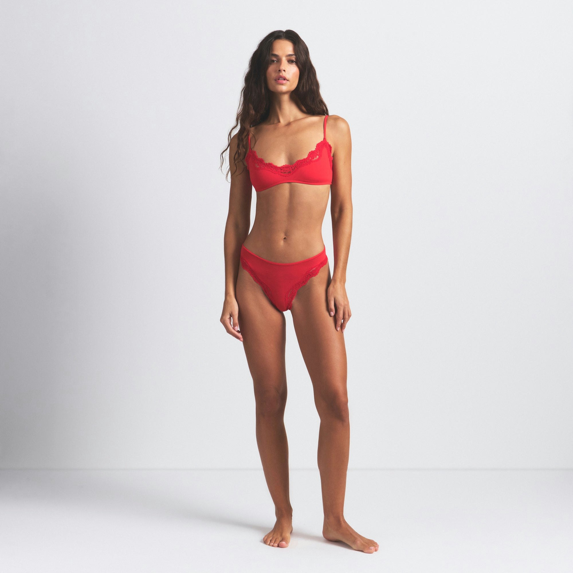 FITS EVERYBODY LACE CHEEKY TANGA 5-PACK | CANDY HEART MULTI ON A MODEL FRONT VIEW @ | FOCUS: 0.0, 1.0, 0.9