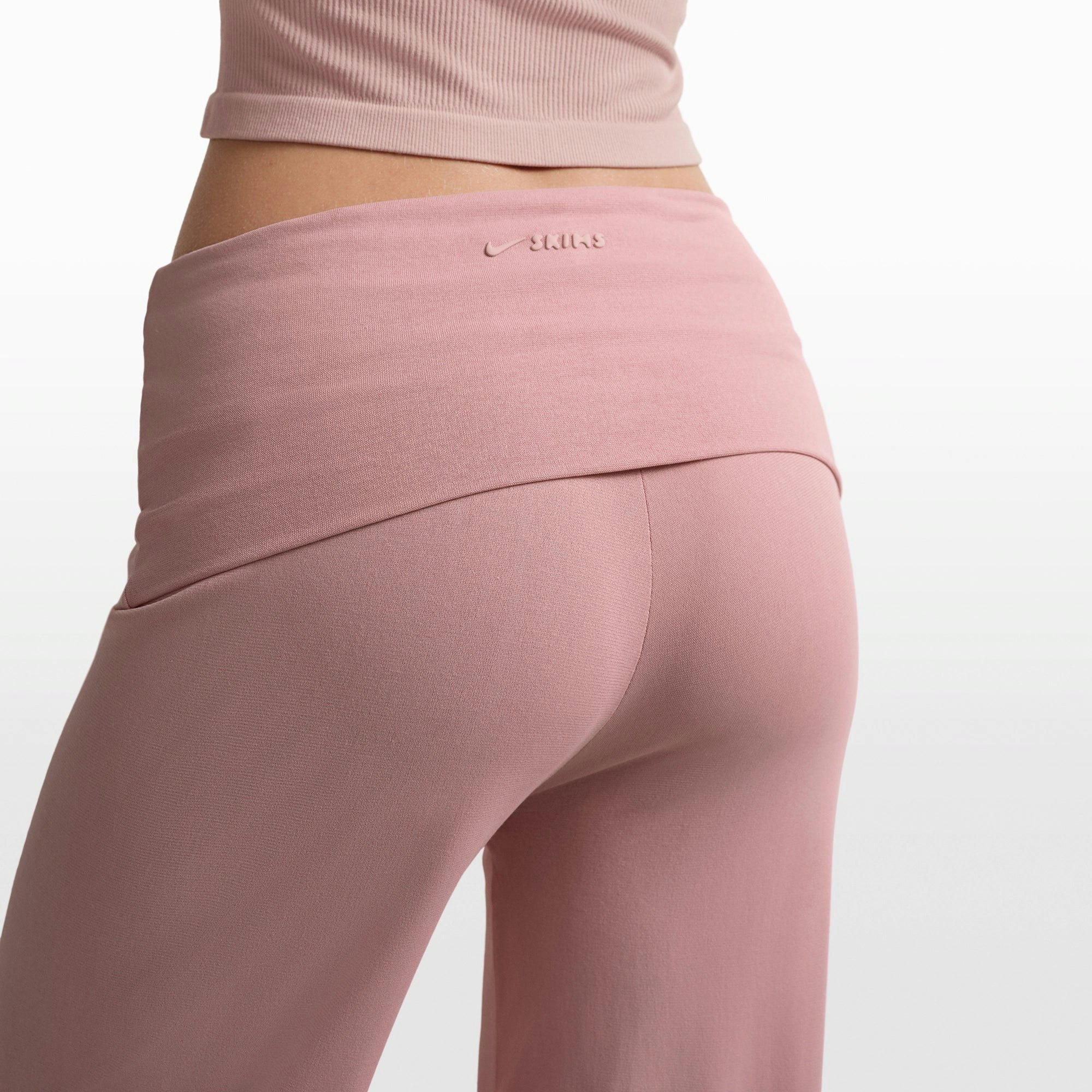 NikeSKIMS STRETCH KNIT FOLDOVER WIDE LEG PANT | HIMALAYAN ON A MODEL FRONT VIEW @ | FOCUS: 0.0, 1.0, 0.9