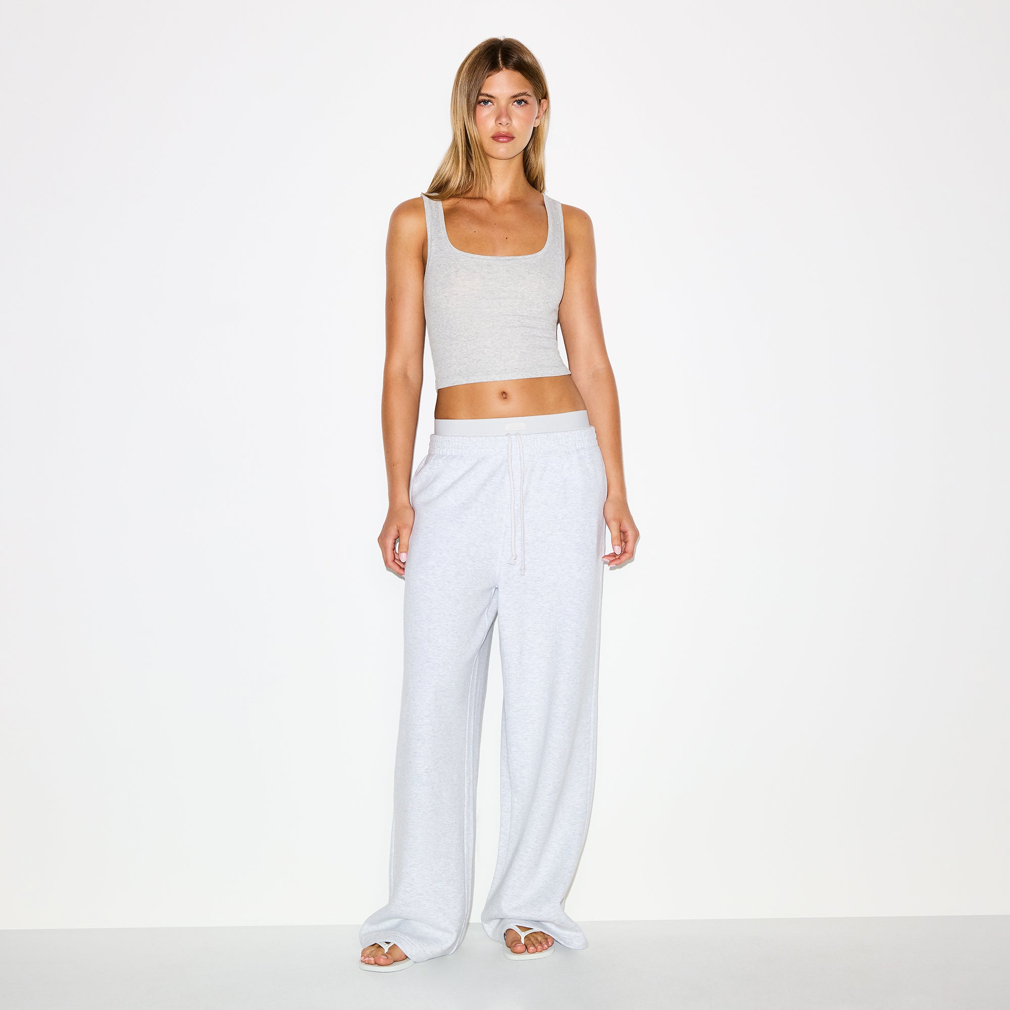 COTTON FLEECE OVERSIZED DOUBLE WAISTBAND PANT | LIGHT