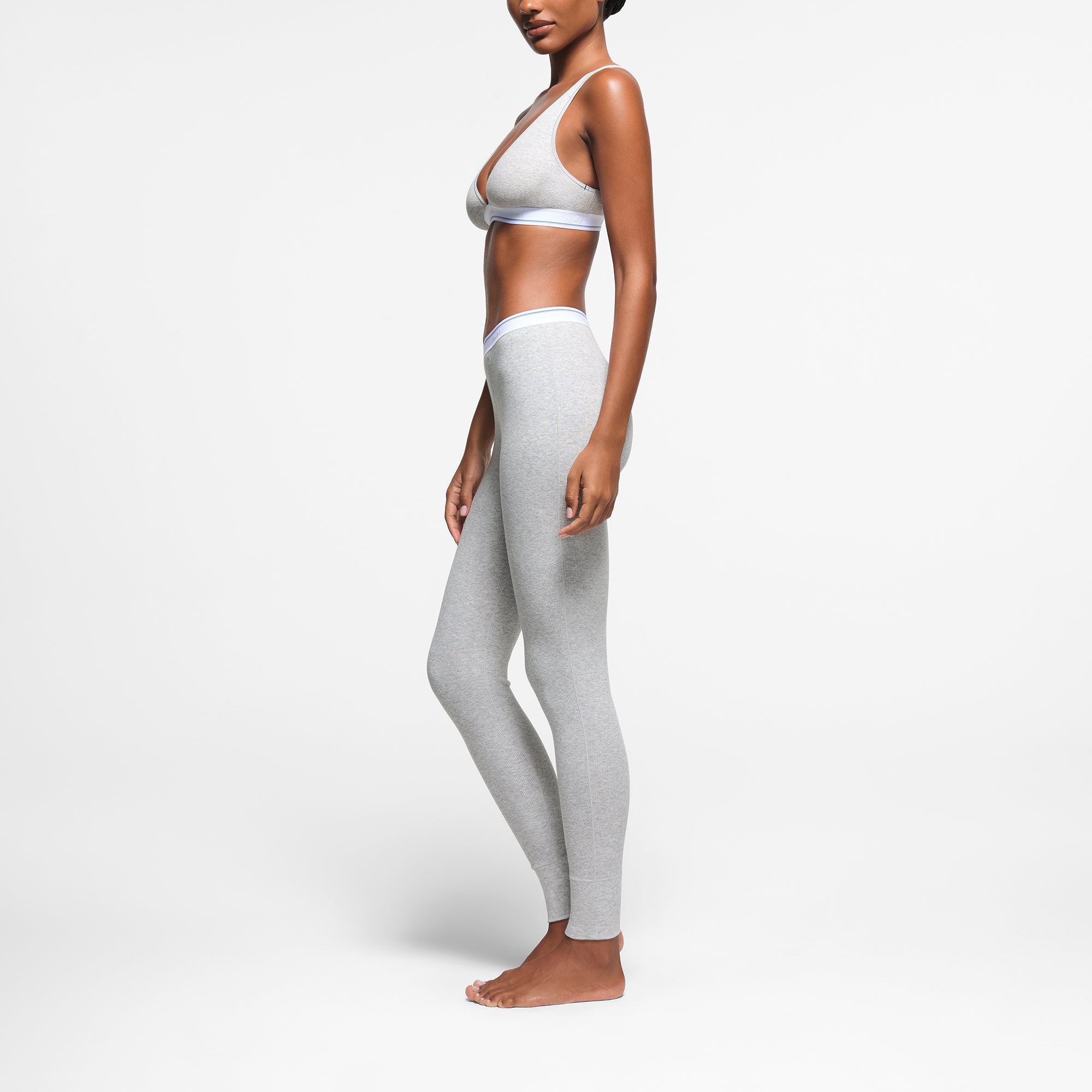 【関税込み】SKIMS グレー Cotton Rib レギンス COTTON RIB LEGGING | LIGHT HEATHER GREY STRIPE