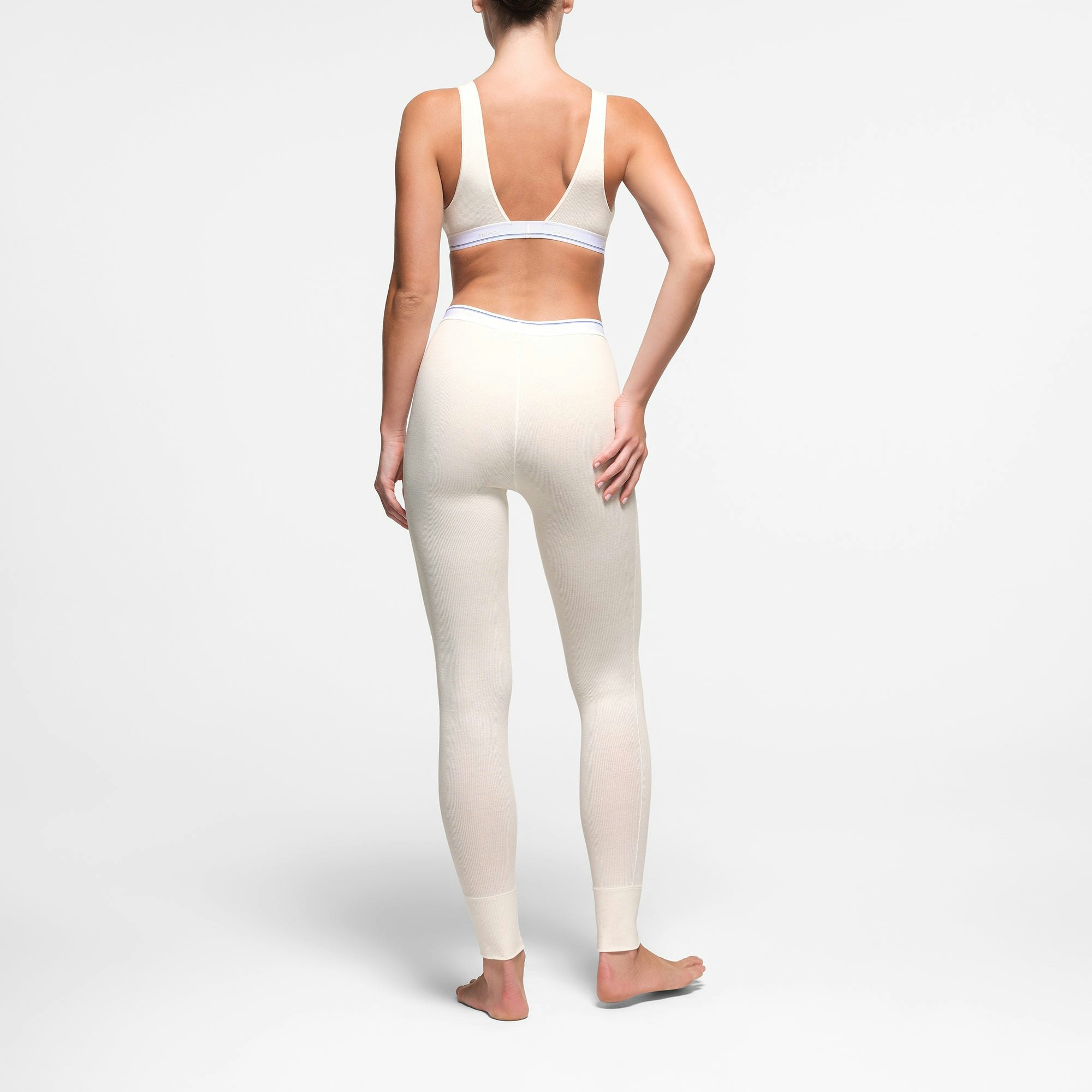 COTTON RIB LEGGING | MARBLE SPORT STRIPE ON A MODEL BACK VIEW