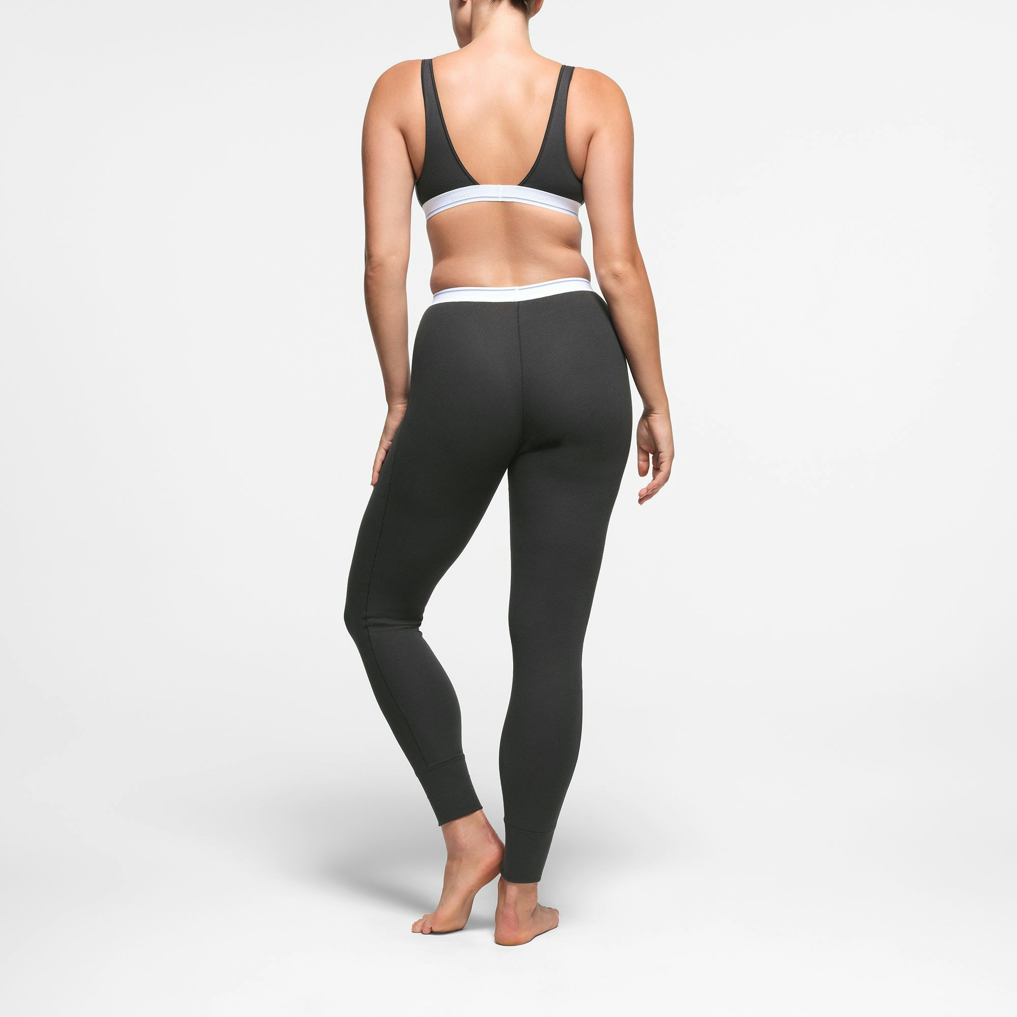 COTTON RIB LEGGING | SOOT SPORT STRIPE ON A MODEL BACK VIEW
