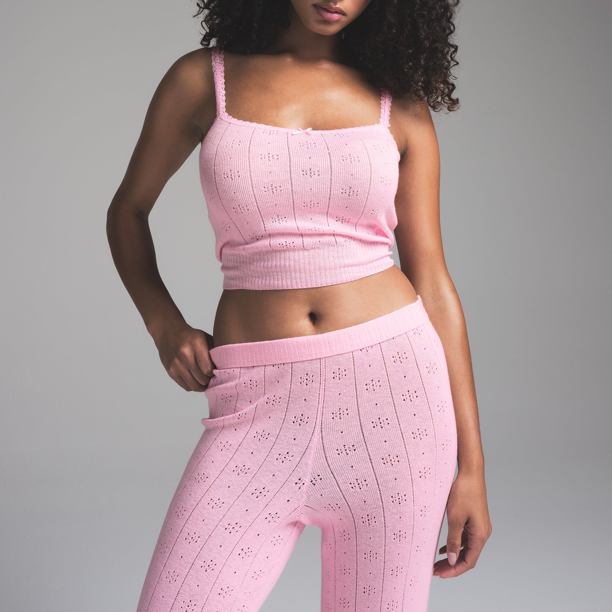 SWEATER POINTELLE STRAIGHT LEG PANT | BABY PINK