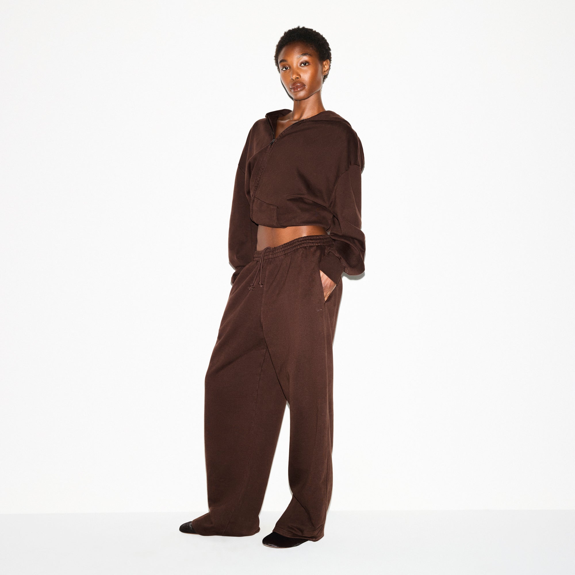 BOYFRIEND FLEECE OVERSIZED STRAIGHT LEG PANT | ESPRESSO | SKIMS