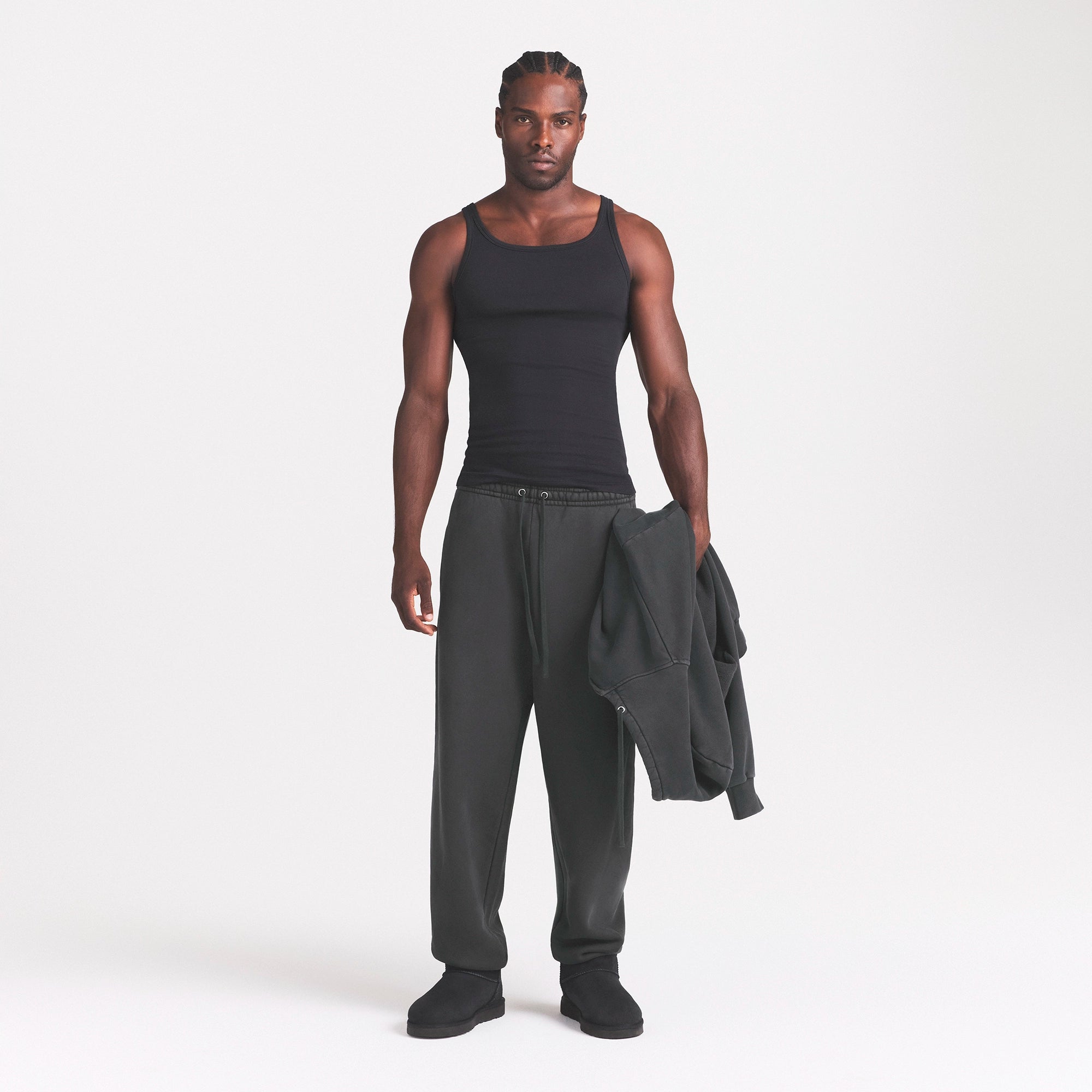 HEAVYWEIGHT FLEECE MENS JOGGER | ONYX & LAYS FLAT ON A WHITE BACKGROUND | FLT
