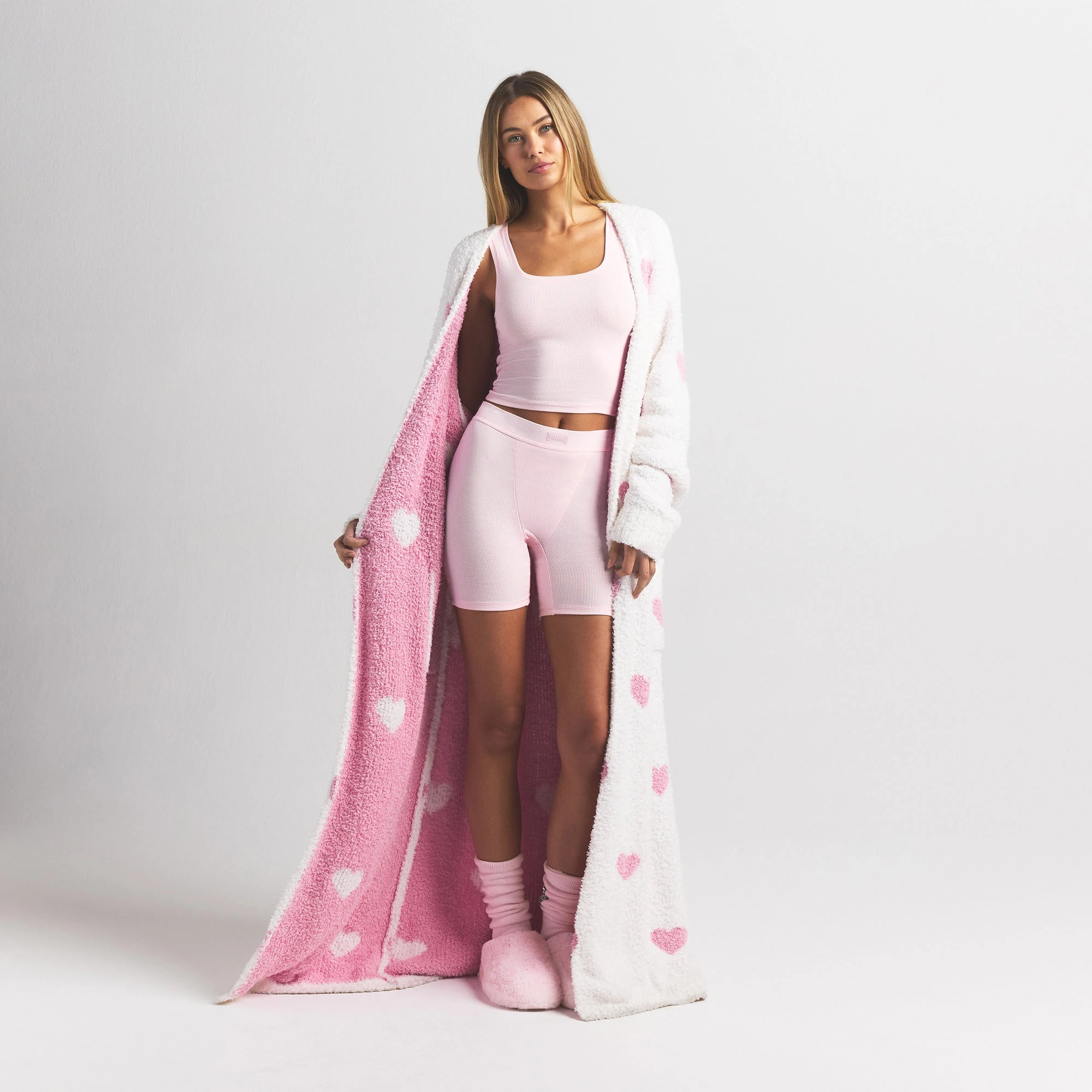 COZY KNIT UNISEX ROBE | IVORY SPACED HEARTS | SKIMS COZY KNIT UNISEX ROBE | IVORY SPACED HEARTS | SKIMS