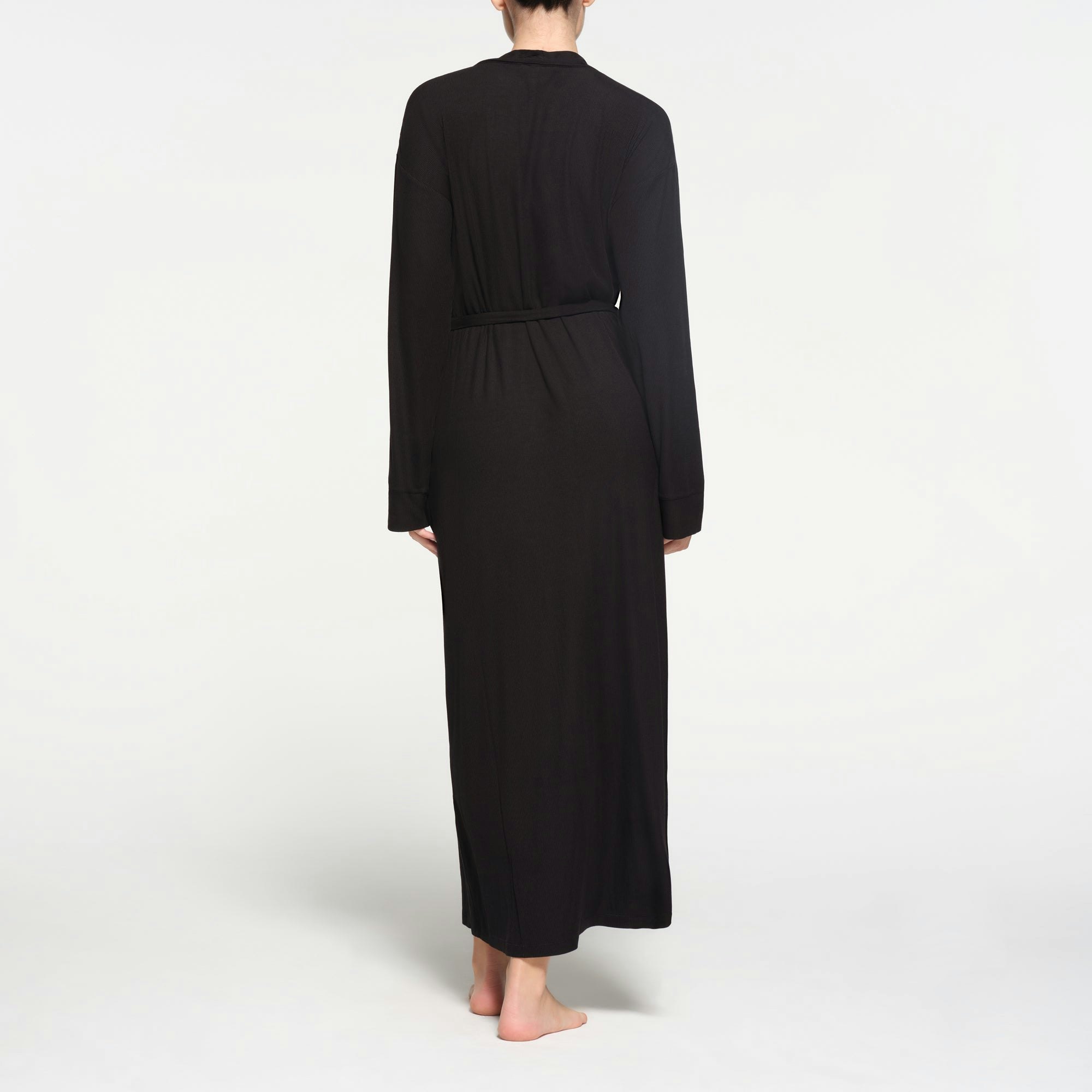 SOFT LOUNGE LONG ROBE | ONYX ON A MODEL BACK VIEW