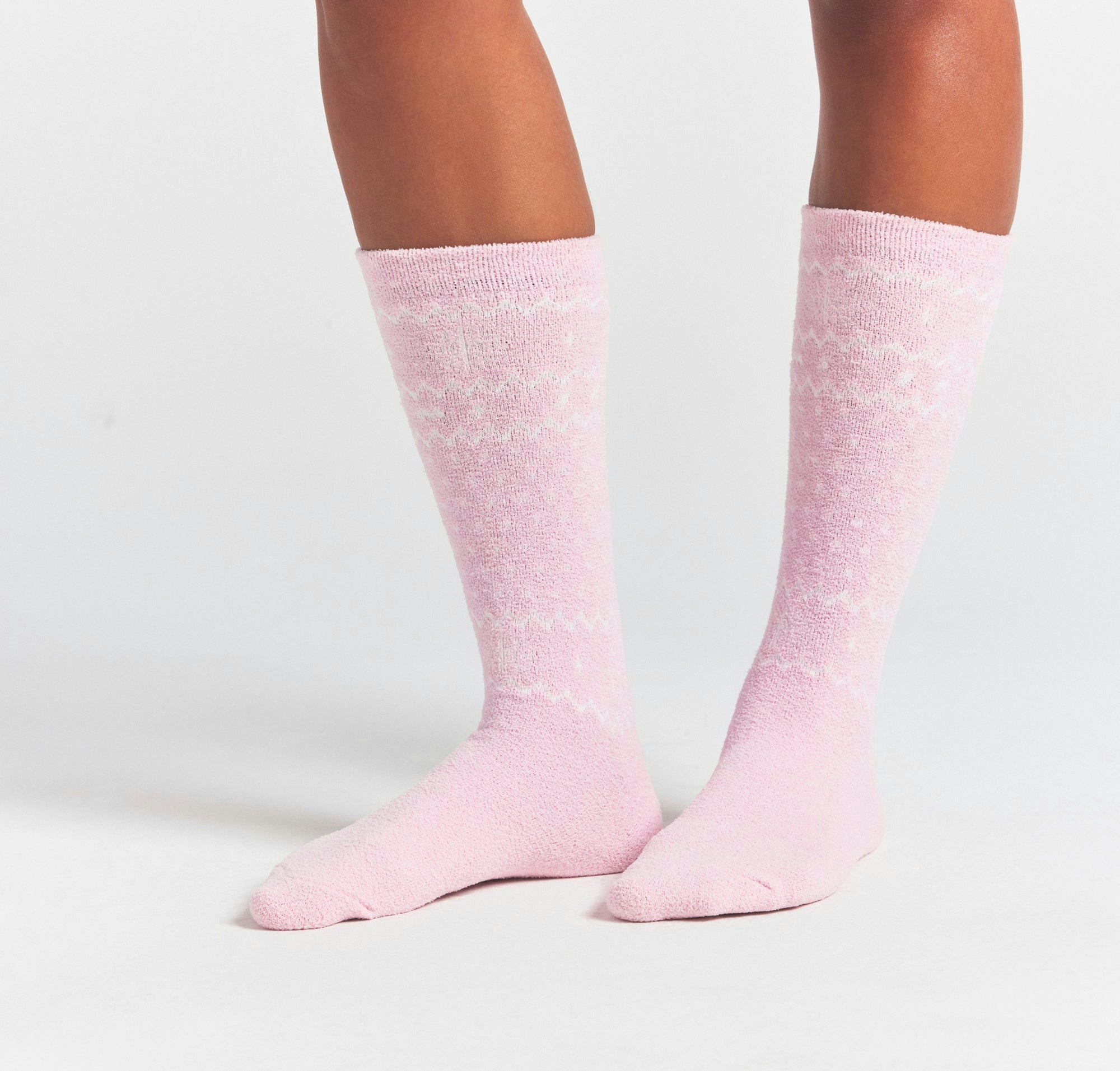 COZY LITE SOCK | BABY PINK HEART FAIR ISLE ADDITIONAL FABRIC DETAILS