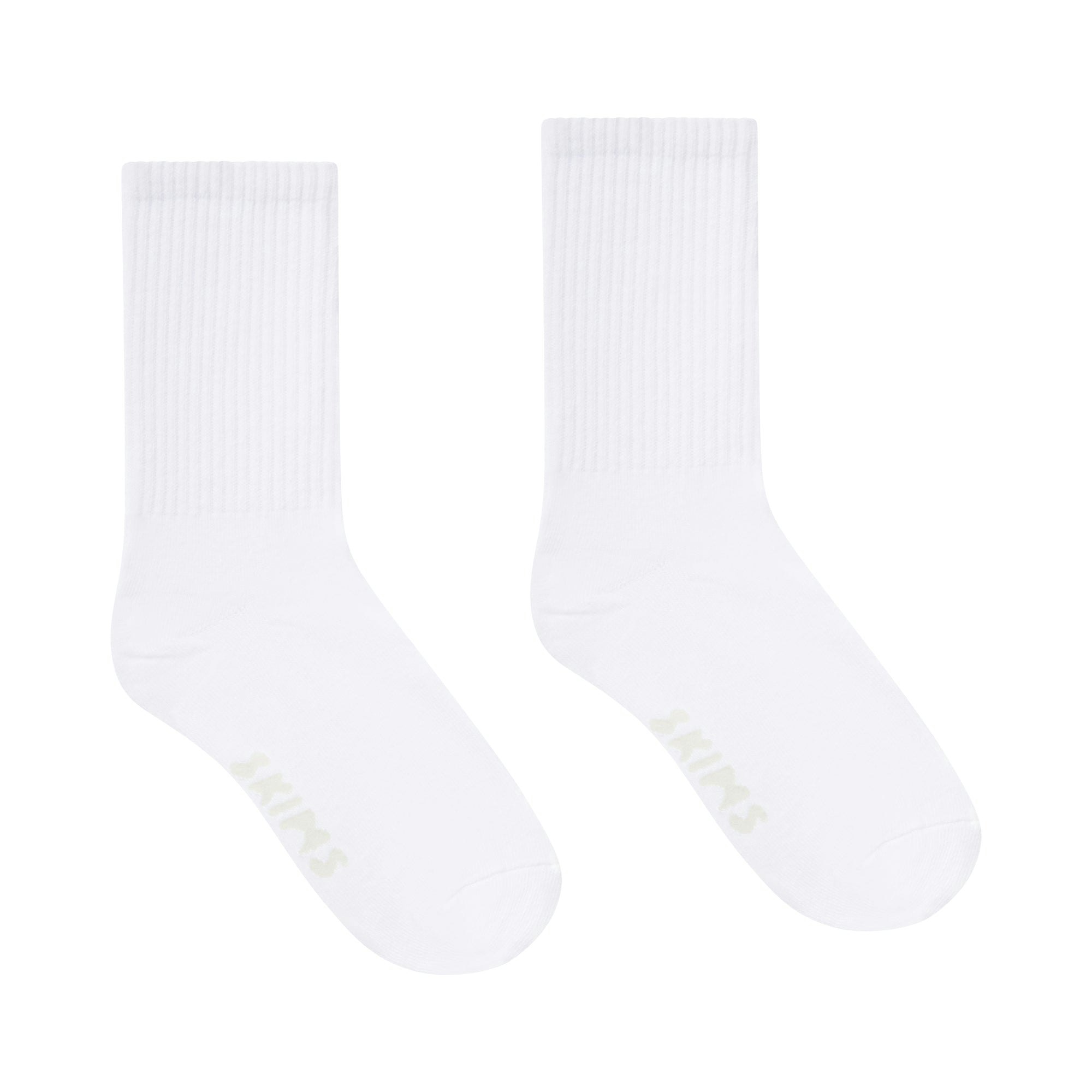 SPORT CREW SOCK | SNOW (CREW SOCKS) LAYS FLAT ON A WHITE BACKGROUND | FLT