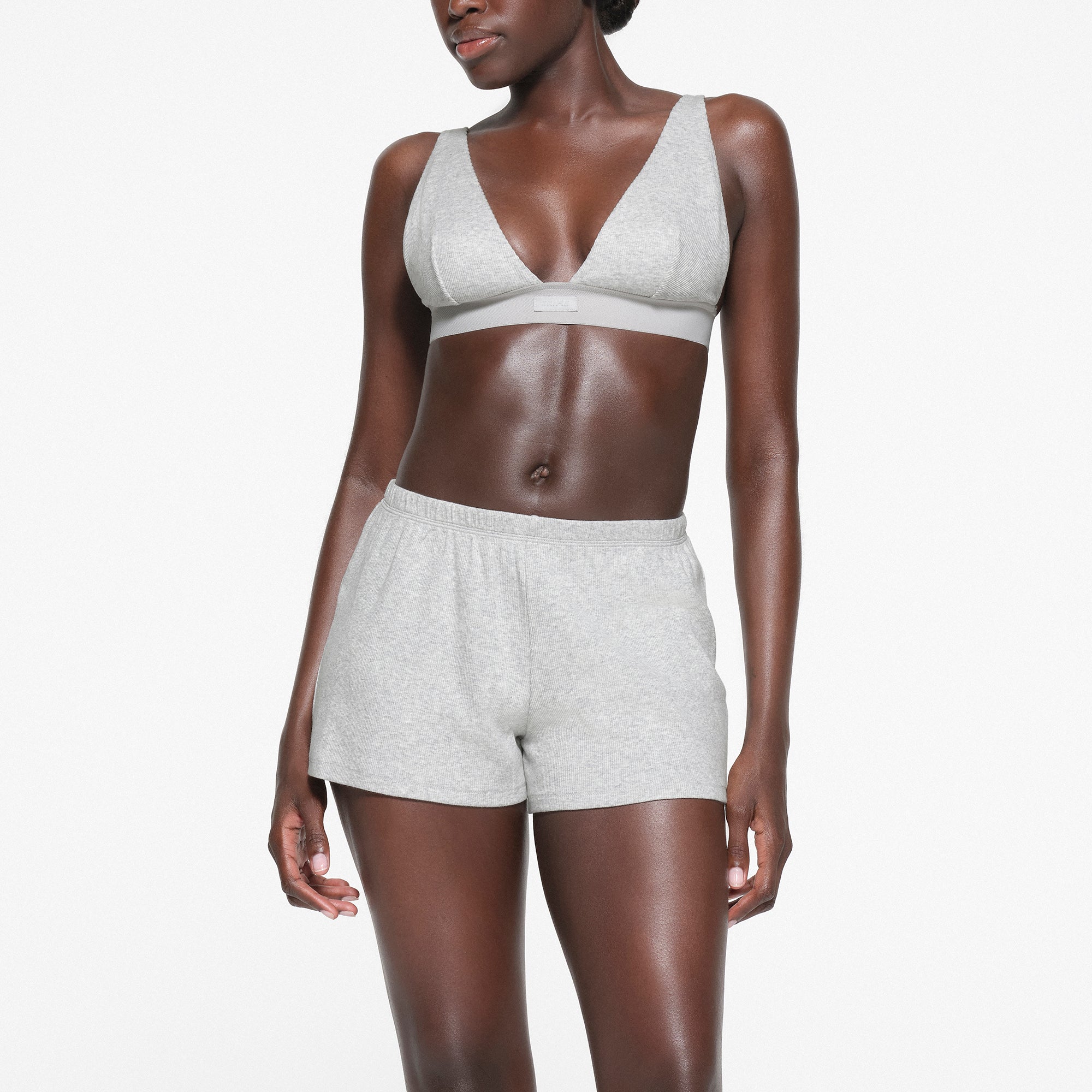 COTTON RIB LOOSE SHORT | LIGHT HEATHER GREY | XXS