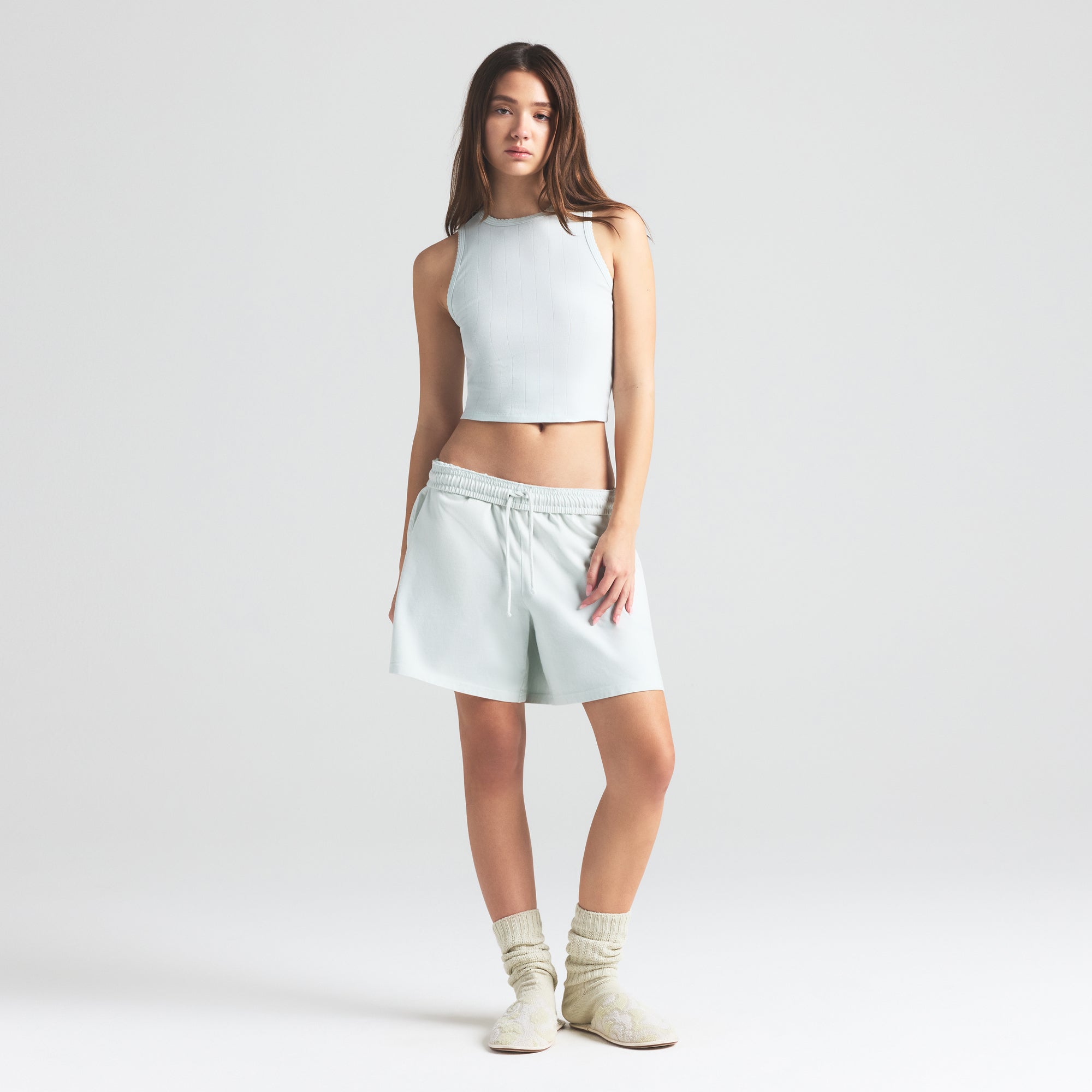 OUTDOOR HEAVY JERSEY LONG SHORT | FROST | SKIMS