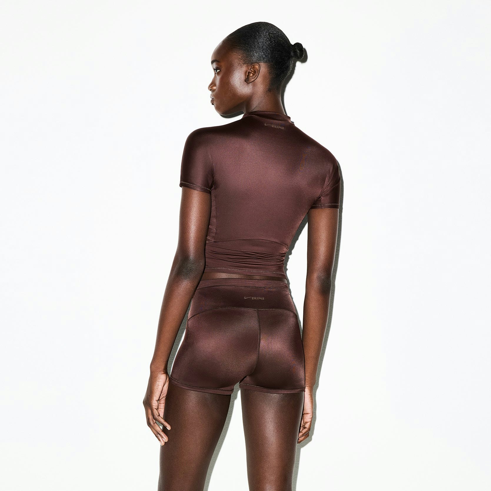 NikeSKIMS SHINE DRAWCORD 2" SHORT | PHOENIX ON A MODEL SIDE VIEW @ | FOCUS: 0.0, 1.0, 0.9