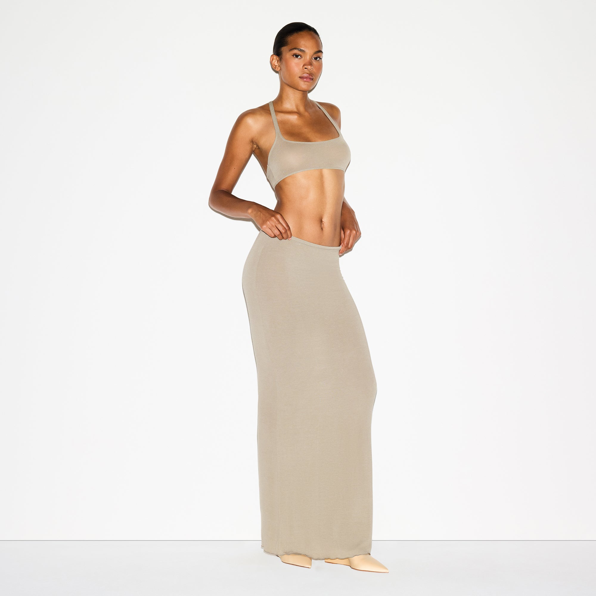 SHEER MODAL LONG SKIRT | DUNE