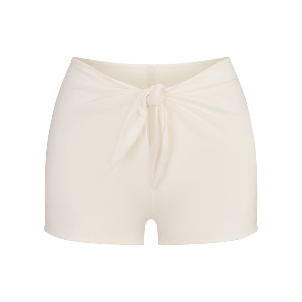 COTTON JERSEY COVER-UPS SHORT | EGRET LAYS FLAT ON A WHITE BACKGROUND | FLT