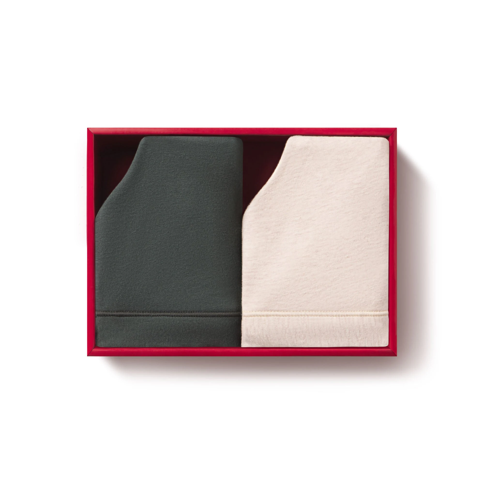 COTTON JERSEY SCOOP BRALETTE 2-PACK | HEATHER OATMEAL AND SPRUCE FLAT ON A WHITE BACKGROUND | FLT