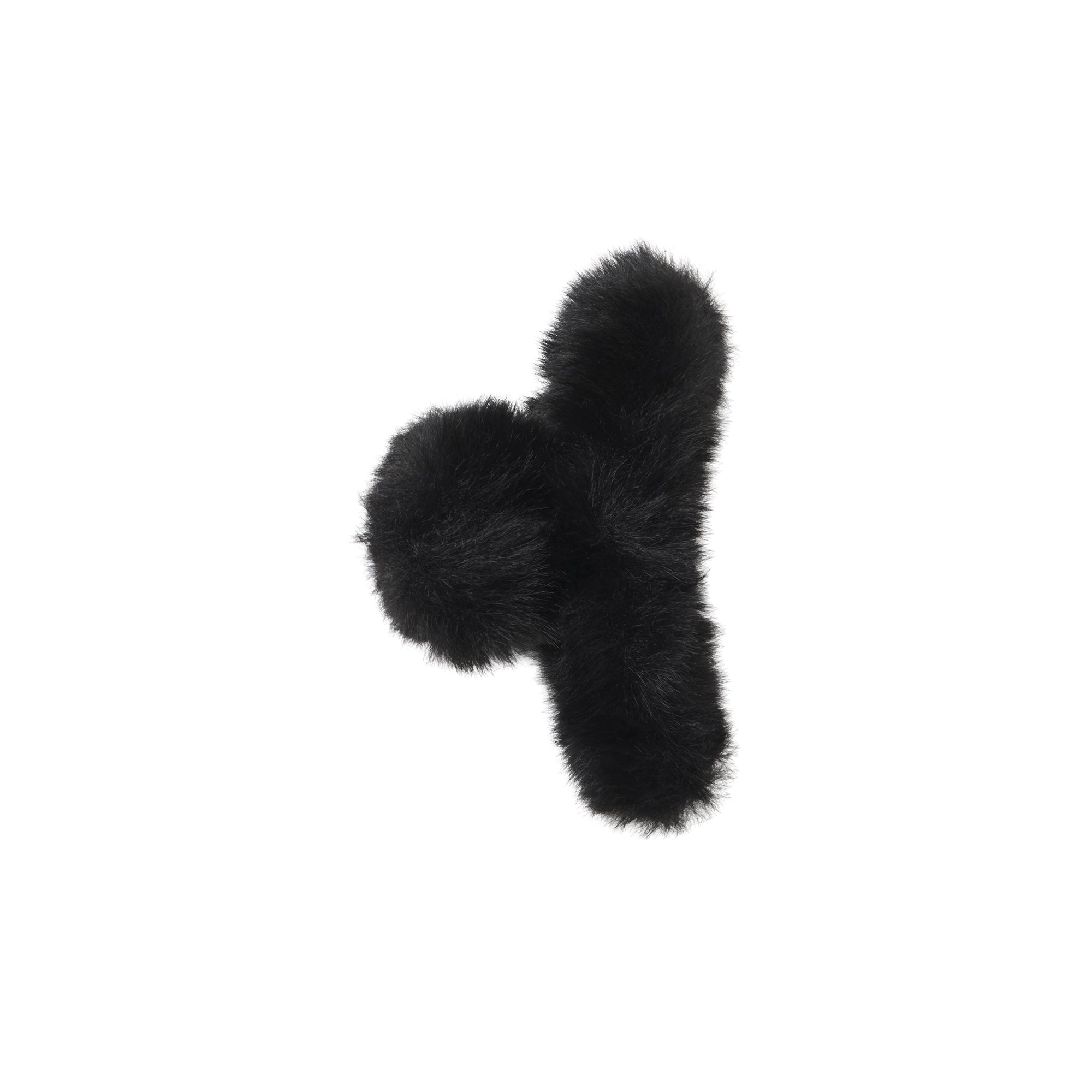 PLUSH FUR HAIR CLIP | ONYX & LAYS FLAT ON A WHITE BACKGROUND | FLT