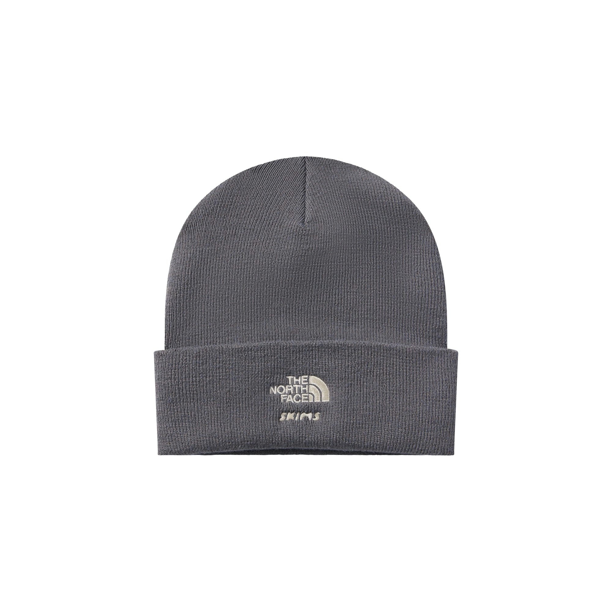 THE NORTH FACE X SKIMS BEANIE | GUNMETAL FLAT ON A WHITE BACKGROUND | FLT
