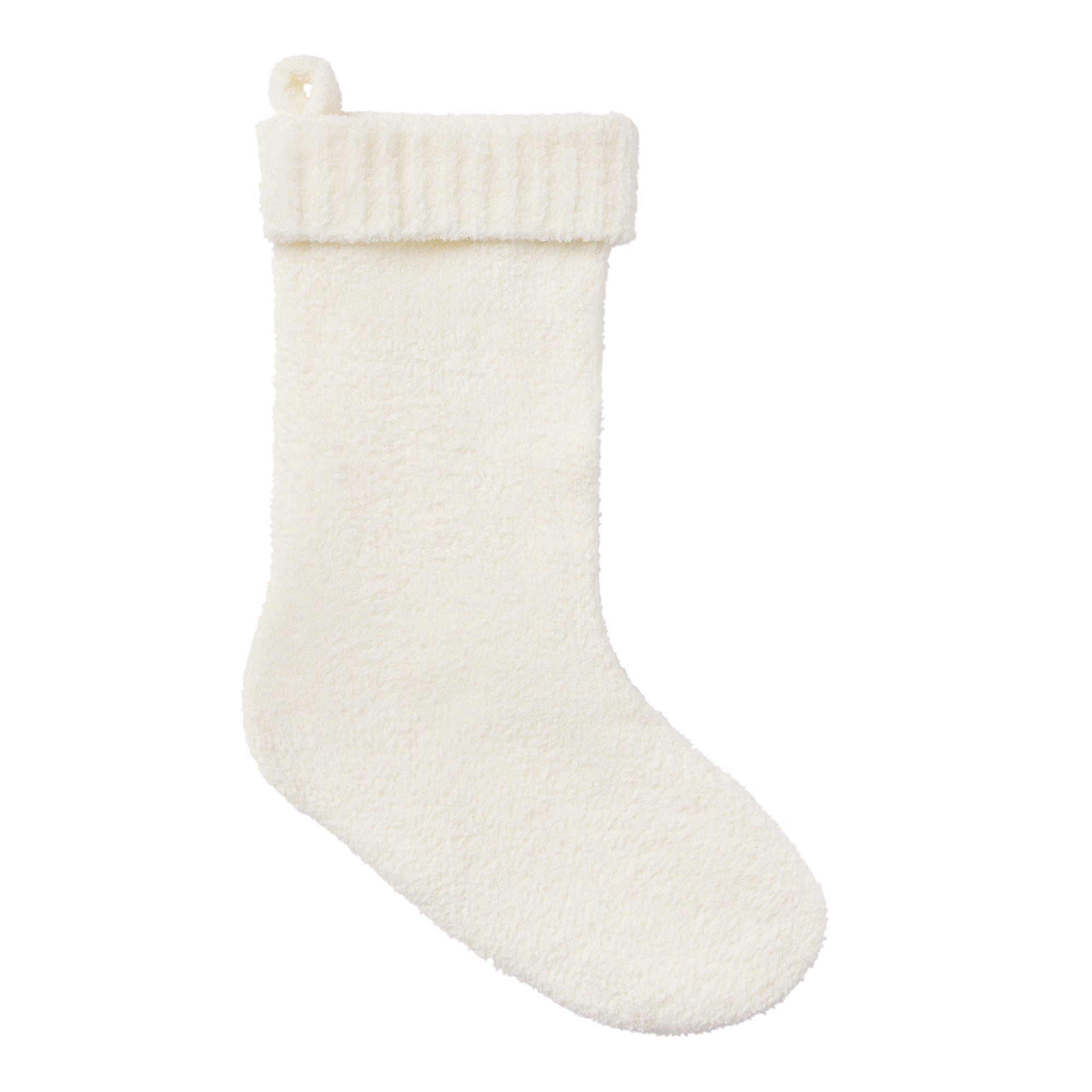 COZY KNIT STOCKING | ECRU FLAT ON A WHITE BACKGROUND| FOCUS: 0.9, 0.9, 0.9