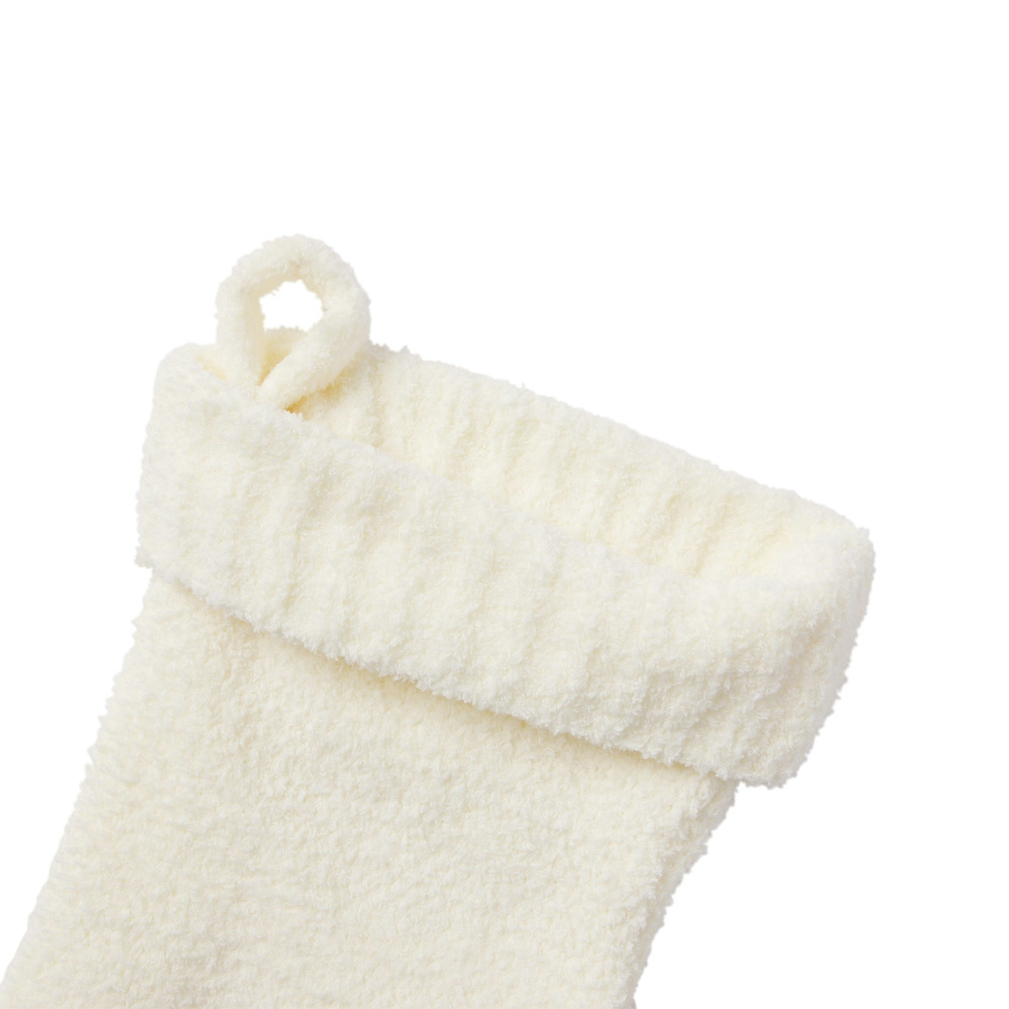 COZY KNIT STOCKING | ECRU (") FLAT ON A WHITE BACKGROUND | FLT
