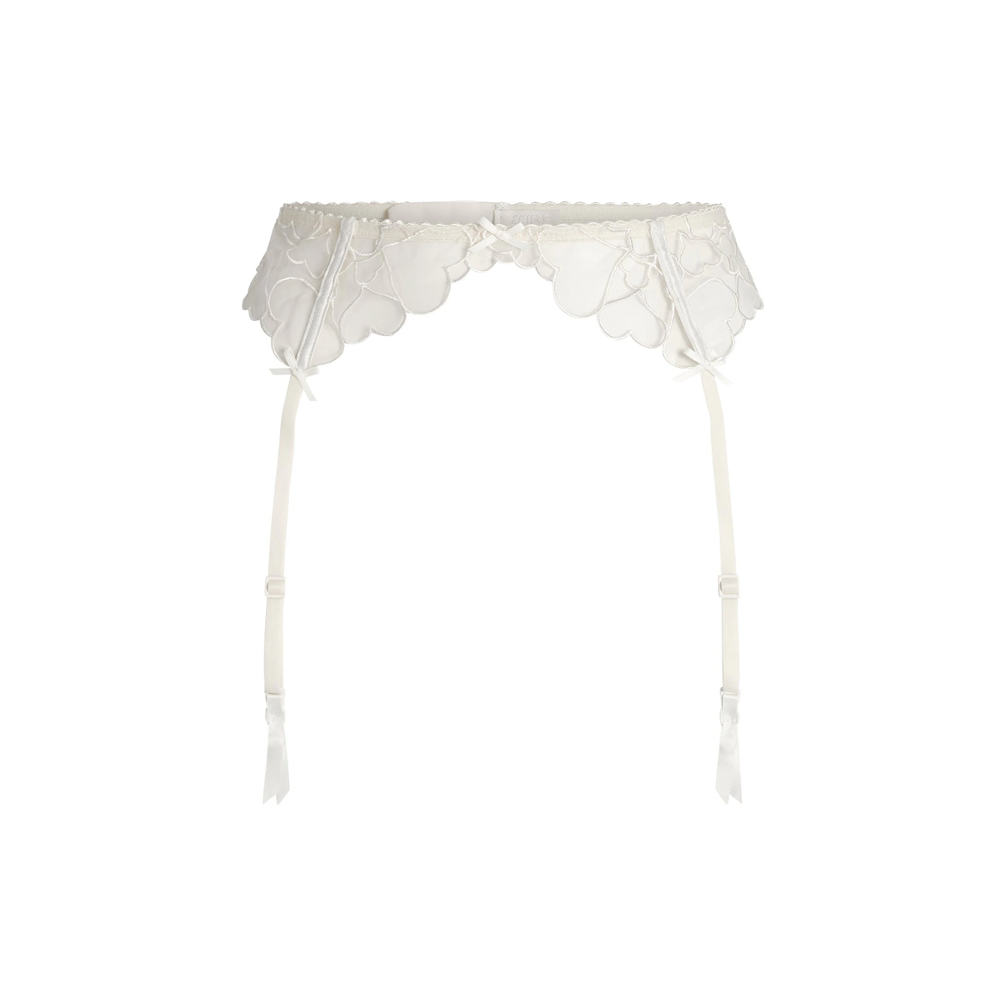 EMBROIDERED TULLE GARTER BELT | MARBLE FLAT ON A WHITE BACKGROUND | FLT