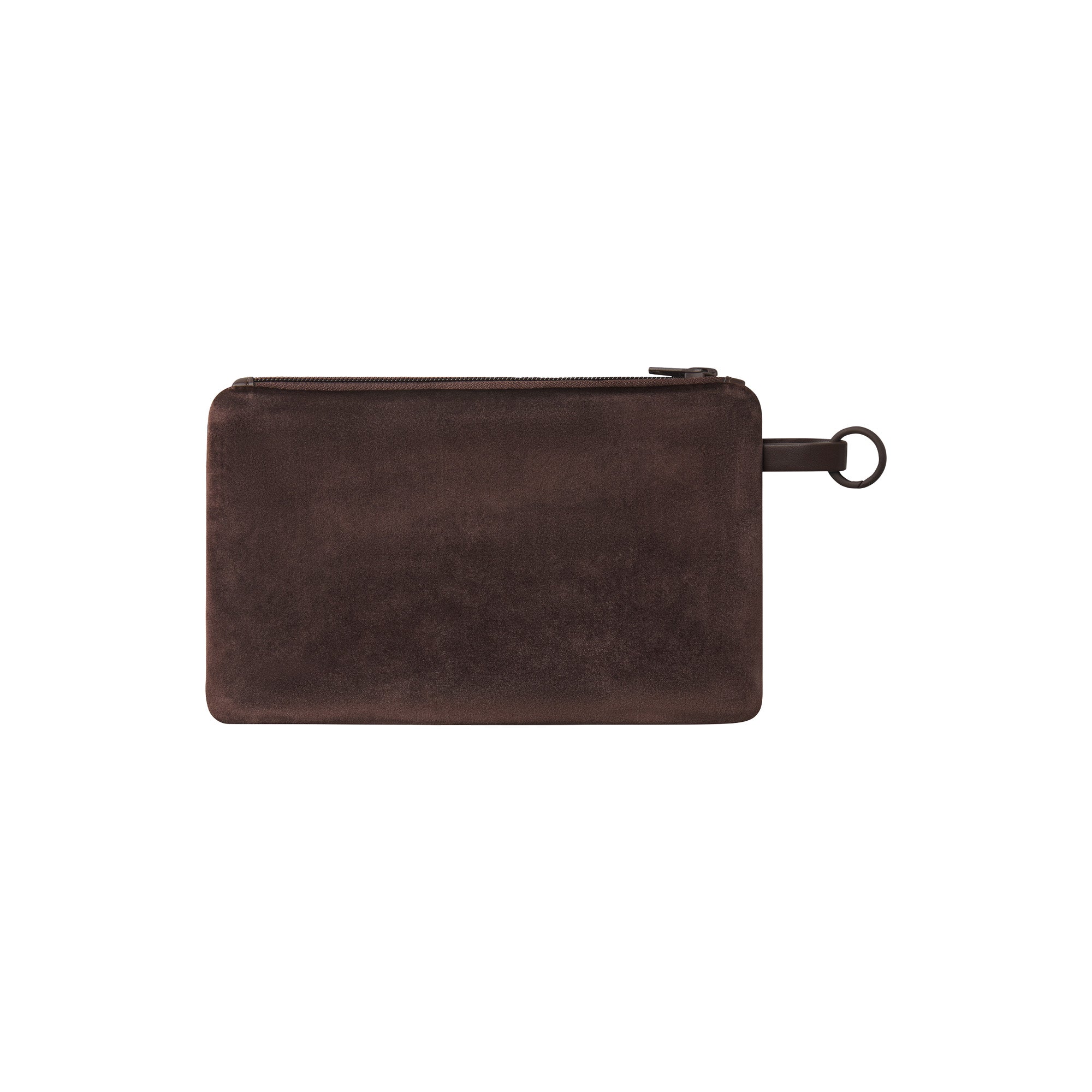 VELOUR MEDIUM POUCH KEYCHAIN | ESPRESSO & LAYS FLAT ON A WHITE BACKGROUND | FLT