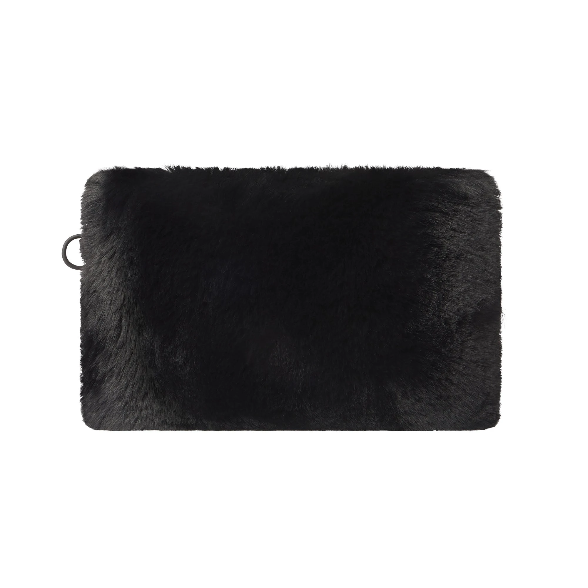 FAUX FUR MEDIUM POUCH KEYCHAIN | ONYX & LAYS FLAT ON A WHITE BACKGROUND | FLT