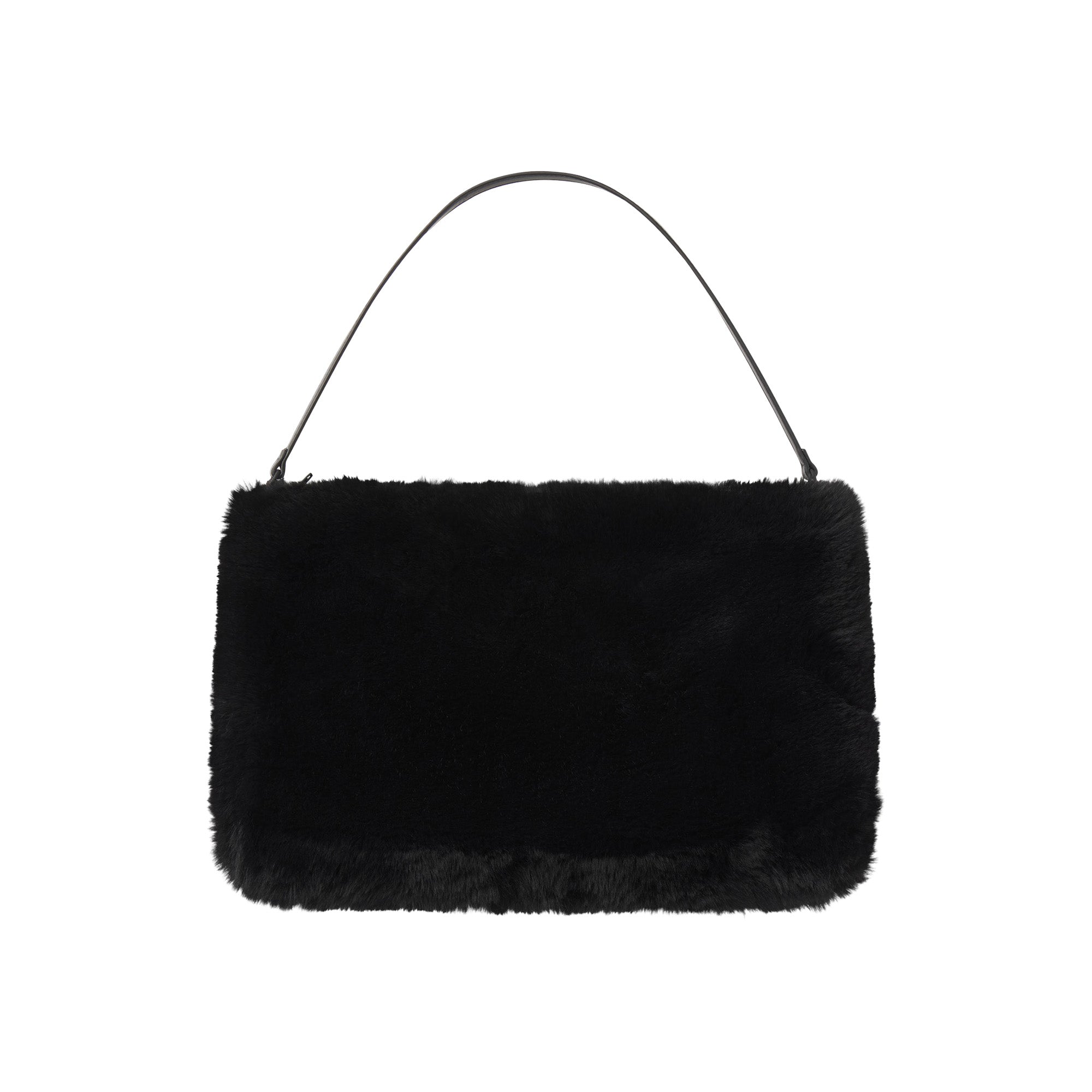 FAUX FUR CLUTCH | ONYX FLAT ON A WHITE BACKGROUND | FLT