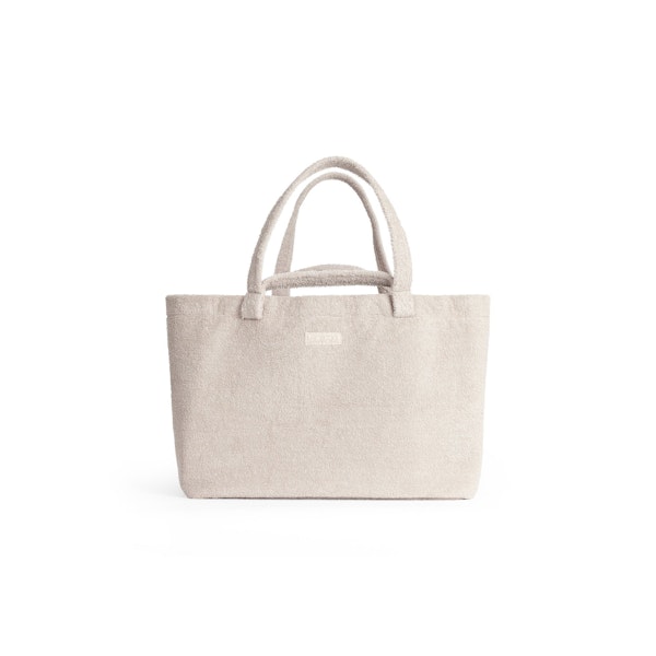 TERRY COVER UPS JUMBO BEACH TOTE | STONE FLAT ON A WHITE BACKGROUND | FLT