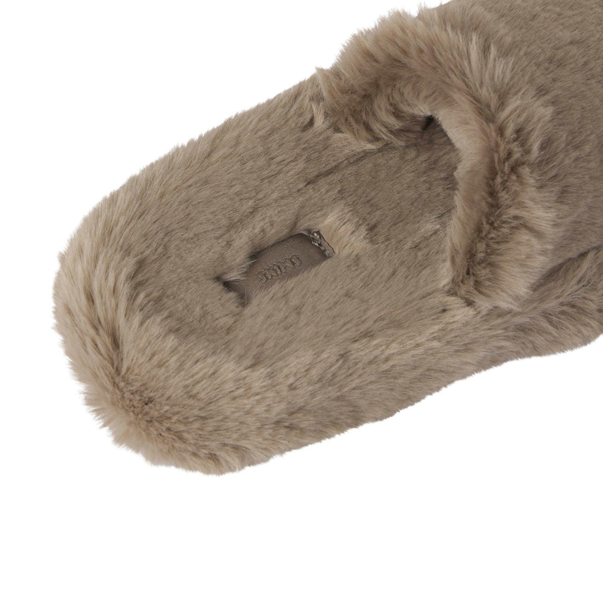 GETTING READY ACCESSORIES PLUSH SLIPPER | TRUFFLE FLAT ON A WHITE BACKGROUND | FLT