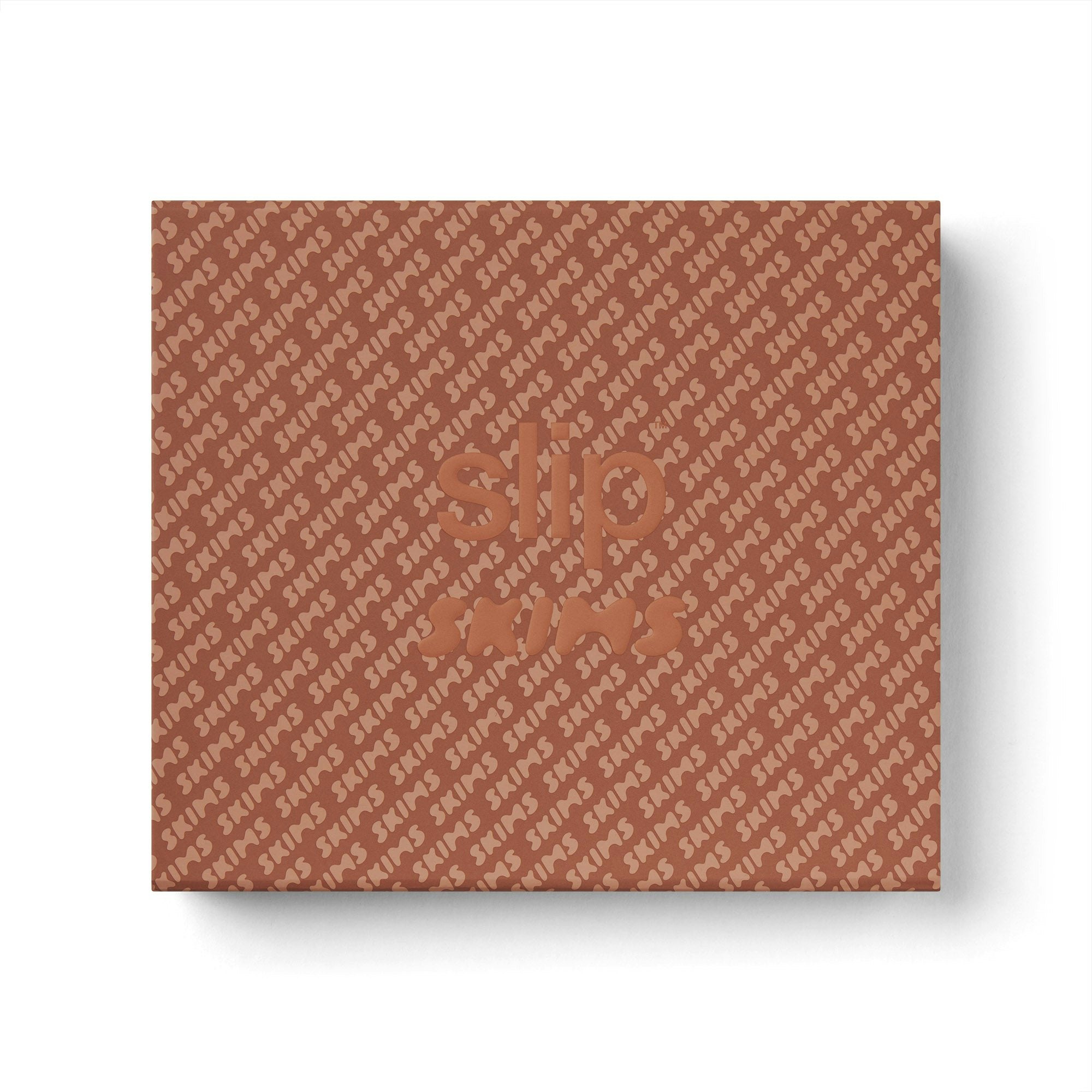 SLIP X SKIMS PURE SILK SIGNATURE GIFT SET | SIENNA FLAT ON A WHITE BACKGROUND | FLT