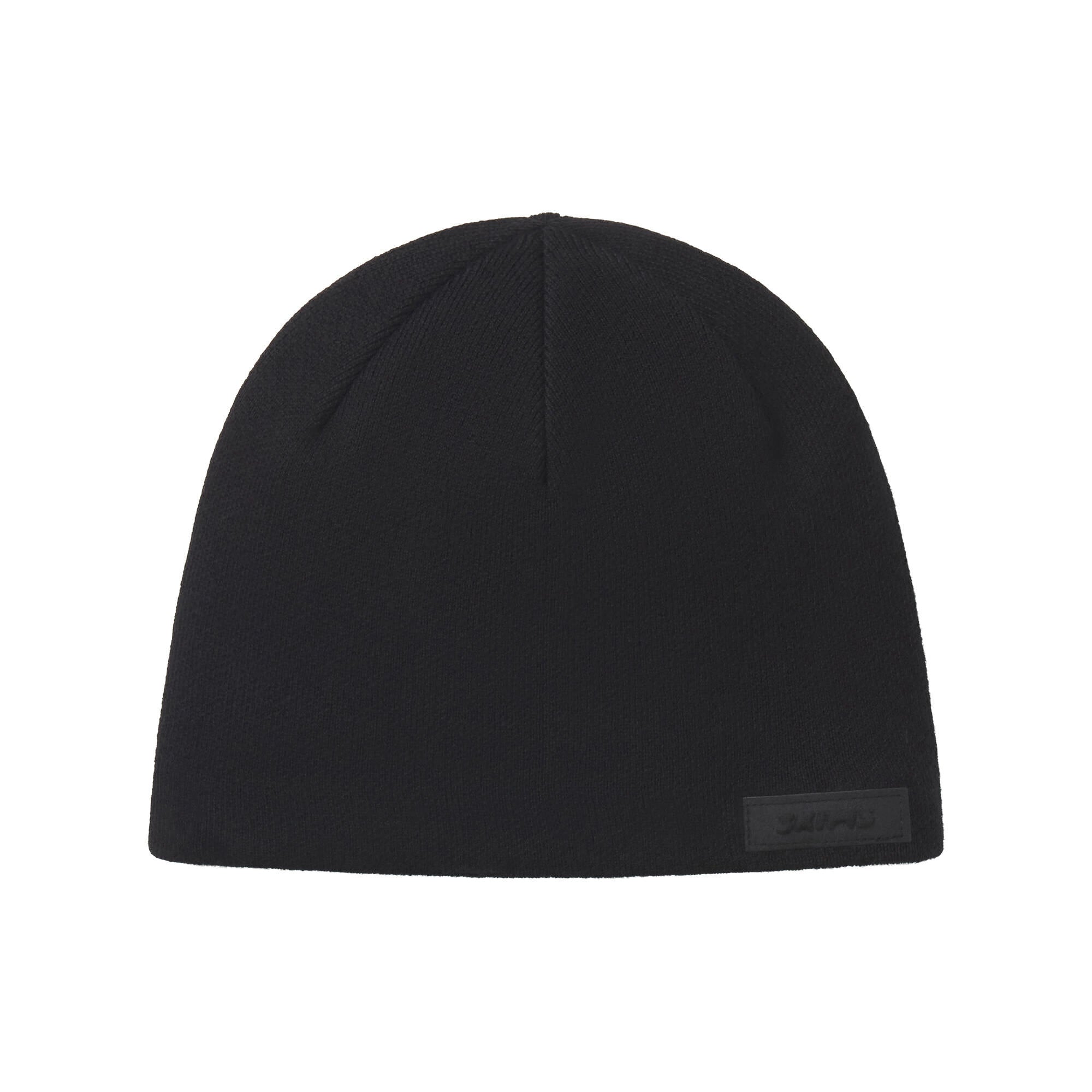 COTTON KNIT MENS BEANIE | ONYX & LAYS FLAT ON A WHITE BACKGROUND | FLT