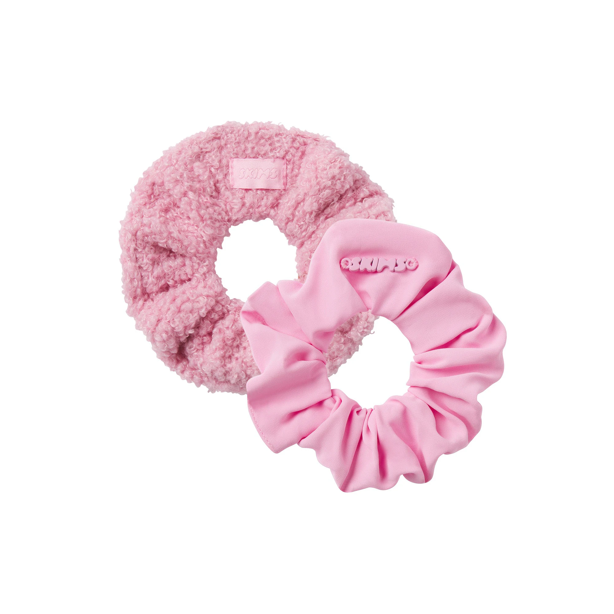 GETTING READY ACCESSORIES TEDDY AND NYLON SCRUNCHIE 2 PACK BUBBLE GUM ADDITIONAL FABRIC DETAILS