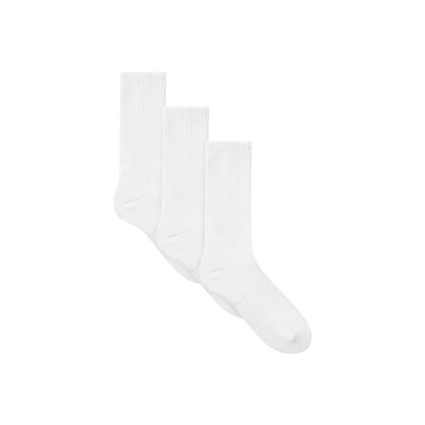 MENS TUBE CREW SOCK 3-PACK | CHALK (MENS SOCK BUNDLES, MENS SOCKS) LAYS FLAT ON A WHITE BACKGROUND | FOCUS: 0.9, 0.1, 0.7