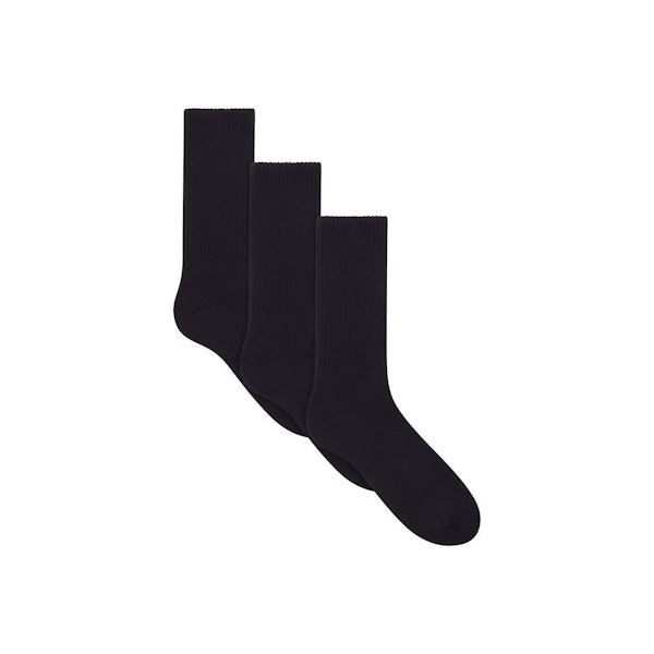 MENS TUBE CREW SOCK 3-PACK | ONYX (MENS SOCK BUNDLES, MENS SOCKS) LAYS FLAT ON A WHITE BACKGROUND | FOCUS: 0.9, 0.1, 0.7