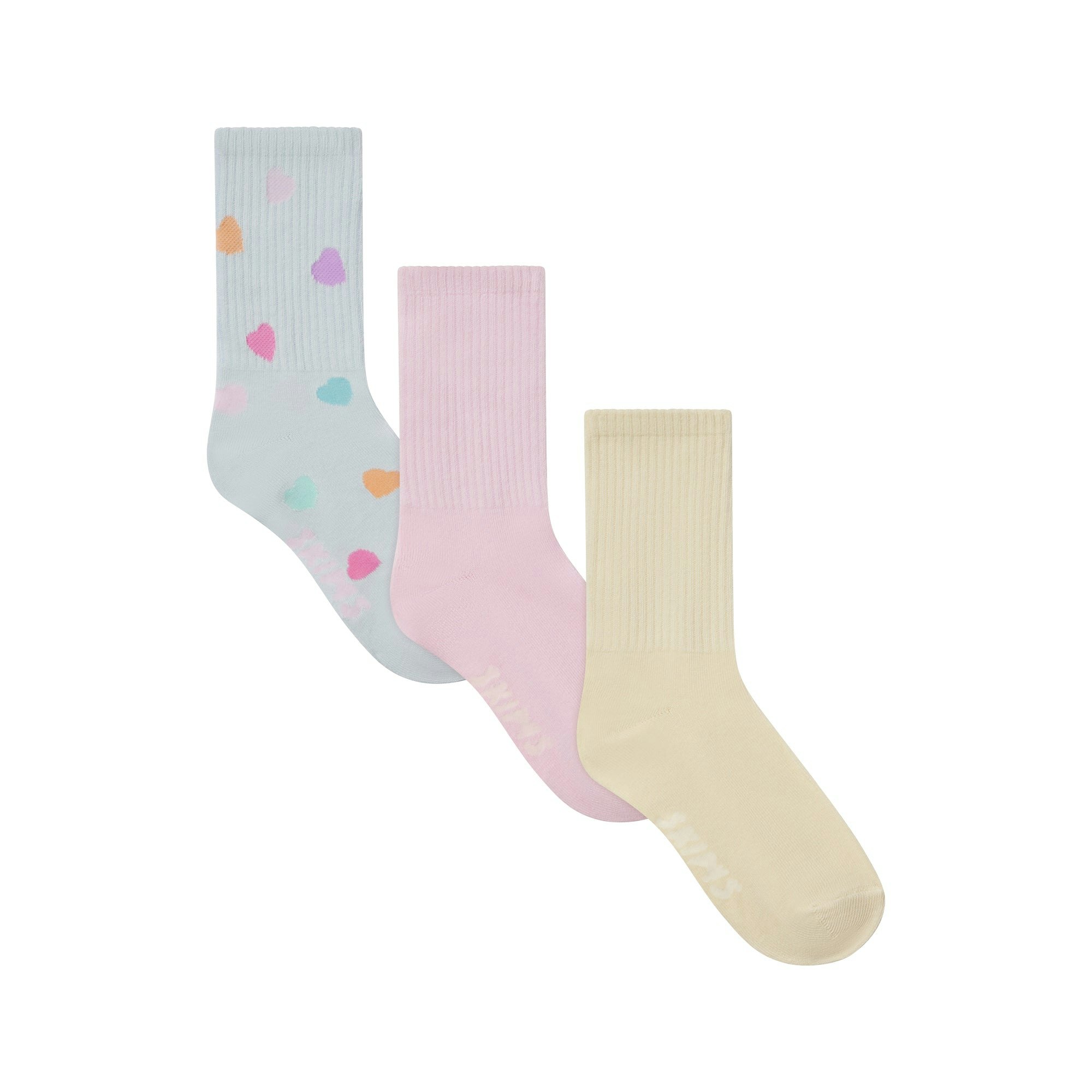 SPORT CREW SOCK 3-PACK | BUTTER MULTI FLAT ON A WHITE BACKGROUND | FLT | FOCUS: 0.0, 1.0, 0.9