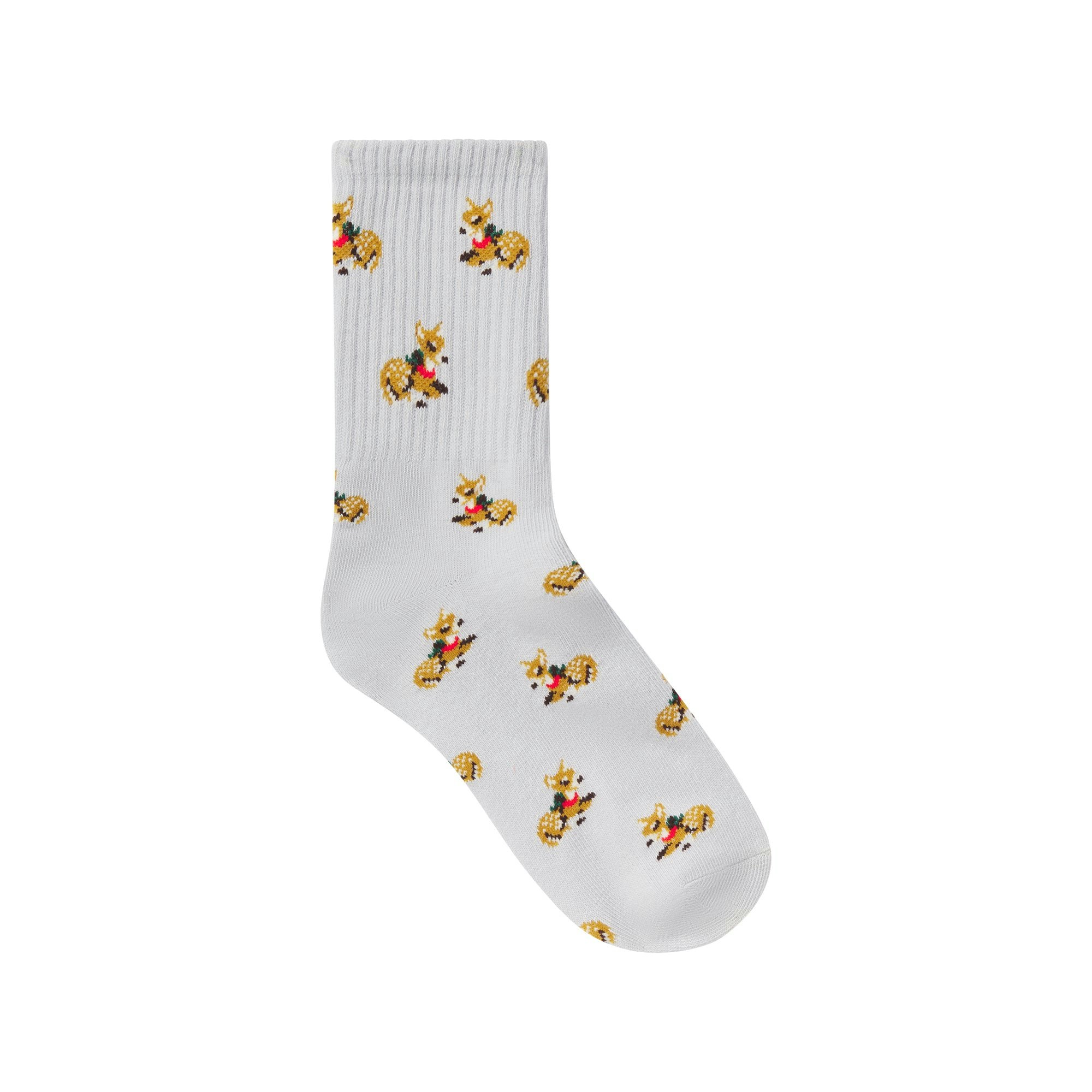RIBBED CREW SOCK 3-PACK | ZEN BABY DEER MULTI FLAT ON A WHITE BACKGROUND | FLT @ | FOCUS: 0.9, 0.1, 0.7